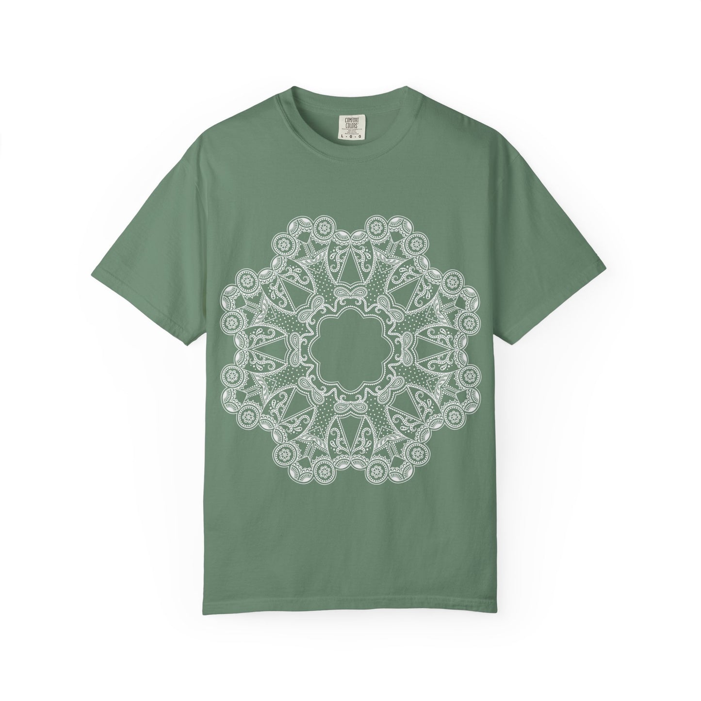 Unisex Garment Dyed Cotton T-Shirt with Mandala Graphic Design