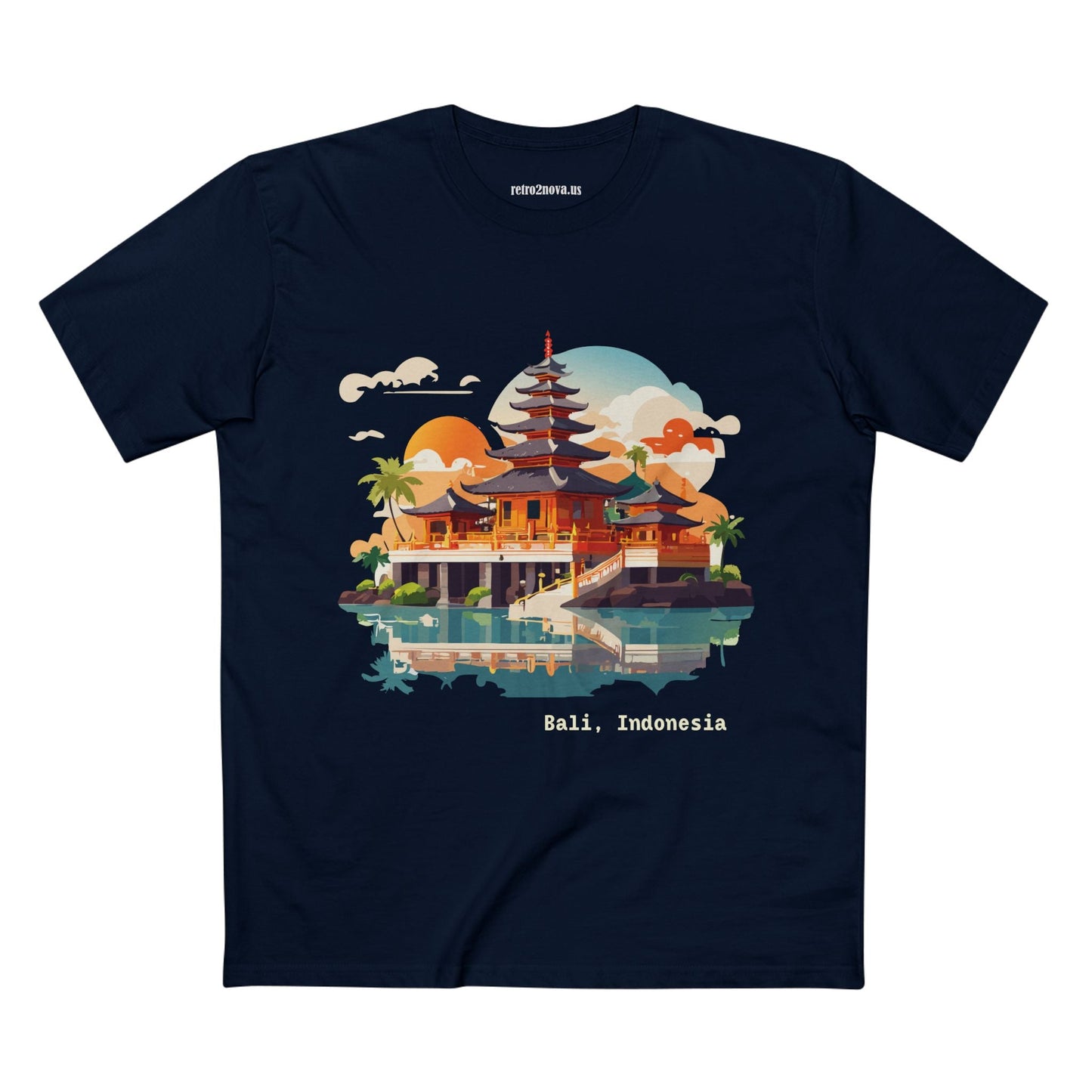 Unisex Bali Travel Shirt With Original Art Design Premium Cotton Tee From Retro2Nova Collection