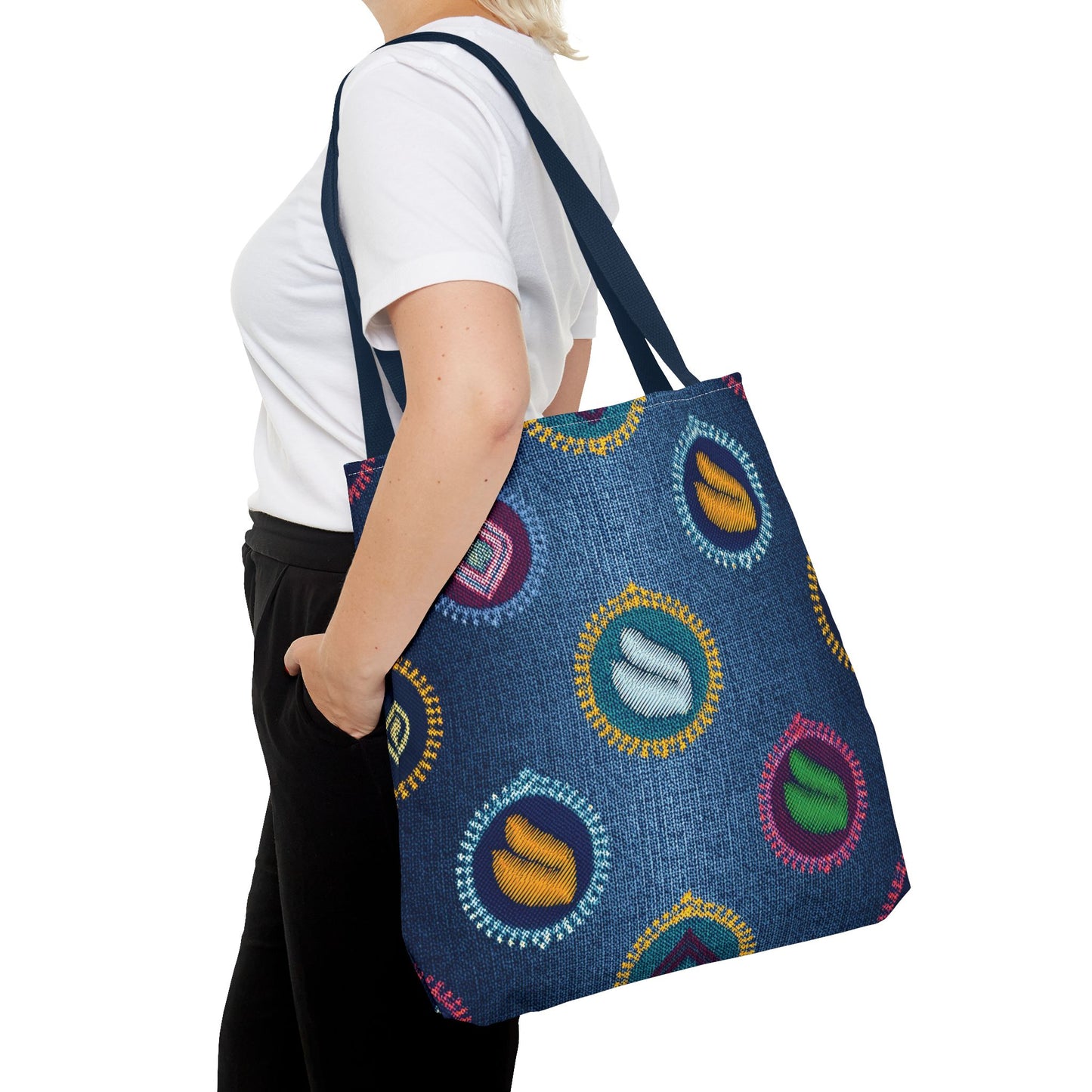 Diwali Graphic Denim Fabric Imitation Print Unisex Canvas Bag Poly Spun 3 Sizes Tote Bag 205-18
