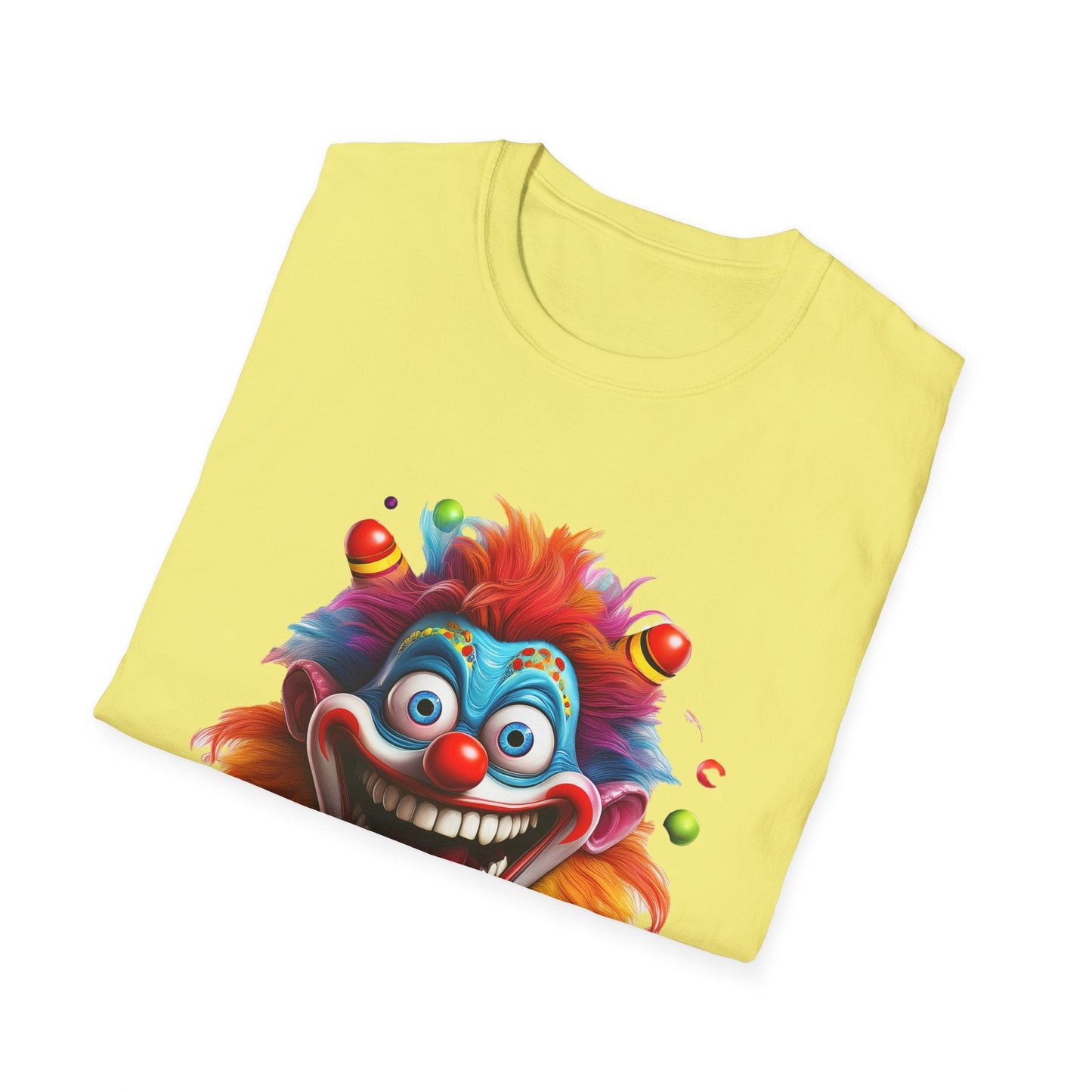 Clown Themed Unisex T Shirt Funny Man Circus Scary Man Tee Gildan Softstyle 64000 Cotton