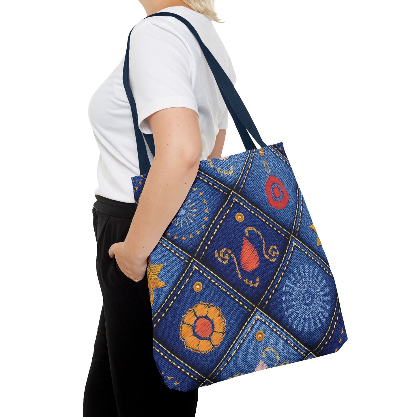 Diwali Graphic Denim Fabric Imitation Print Unisex Canvas Bag Poly Spun 3 Sizes Tote Bag 205-4