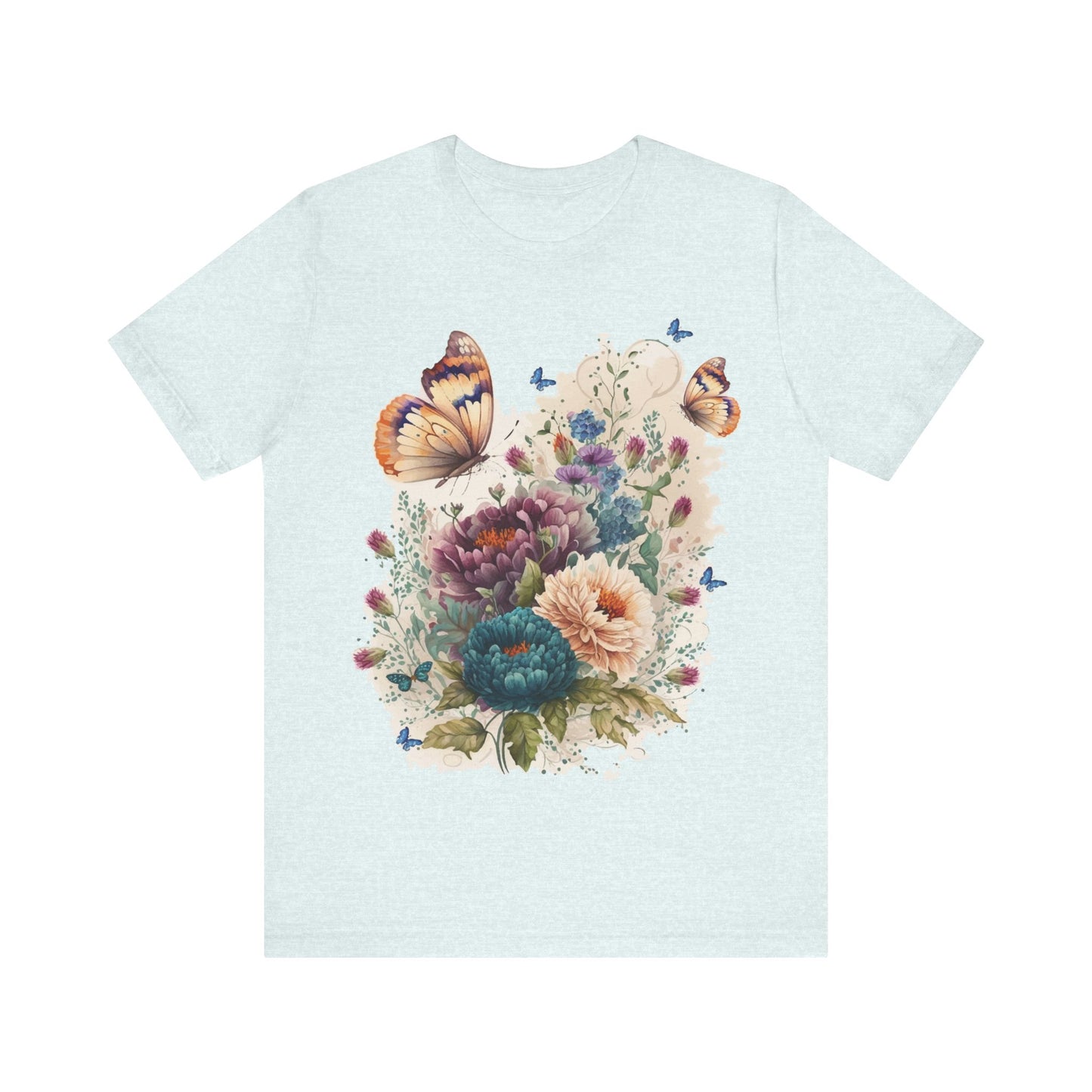 Cotton Tee Shirt with Butterfly Prints