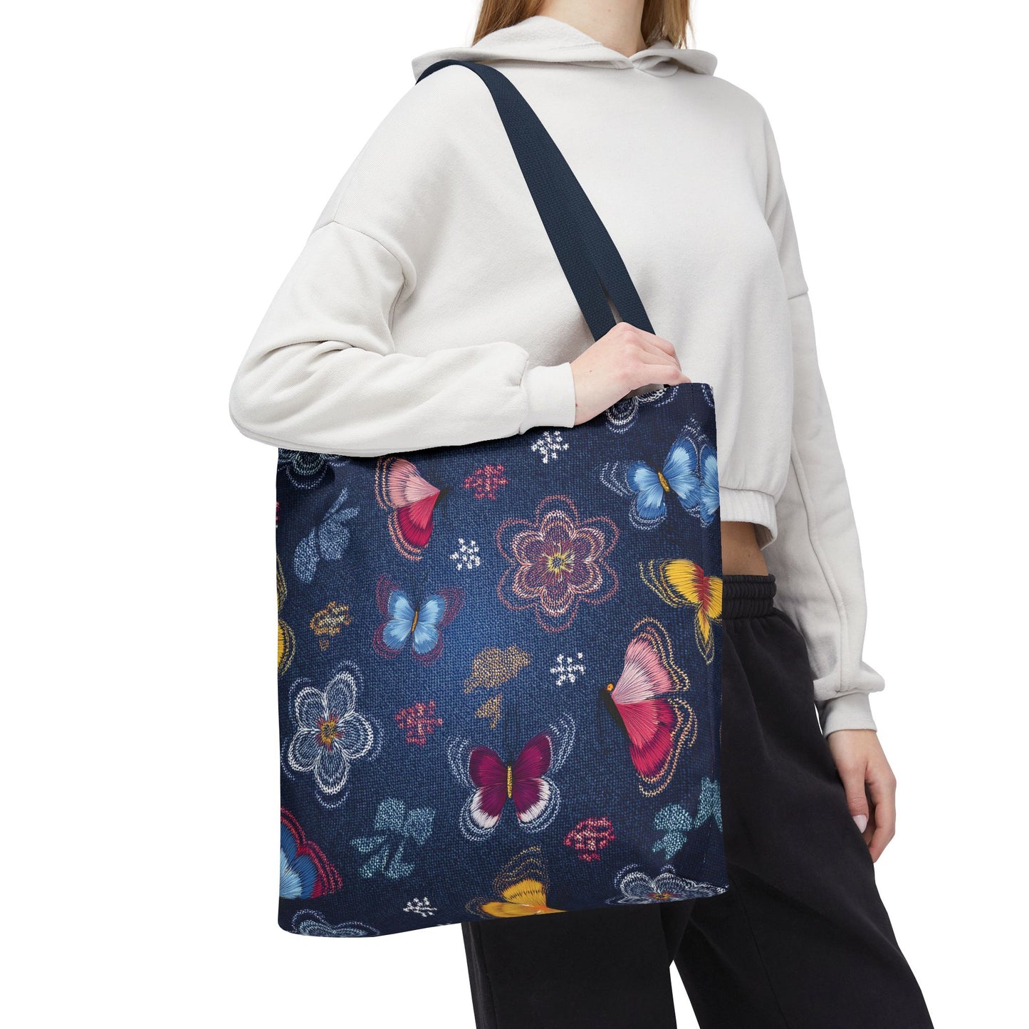 Denim Fabric Imitation Print Unisex Canvas Bag Poly Spun 3 Sizes Tote Bag 168