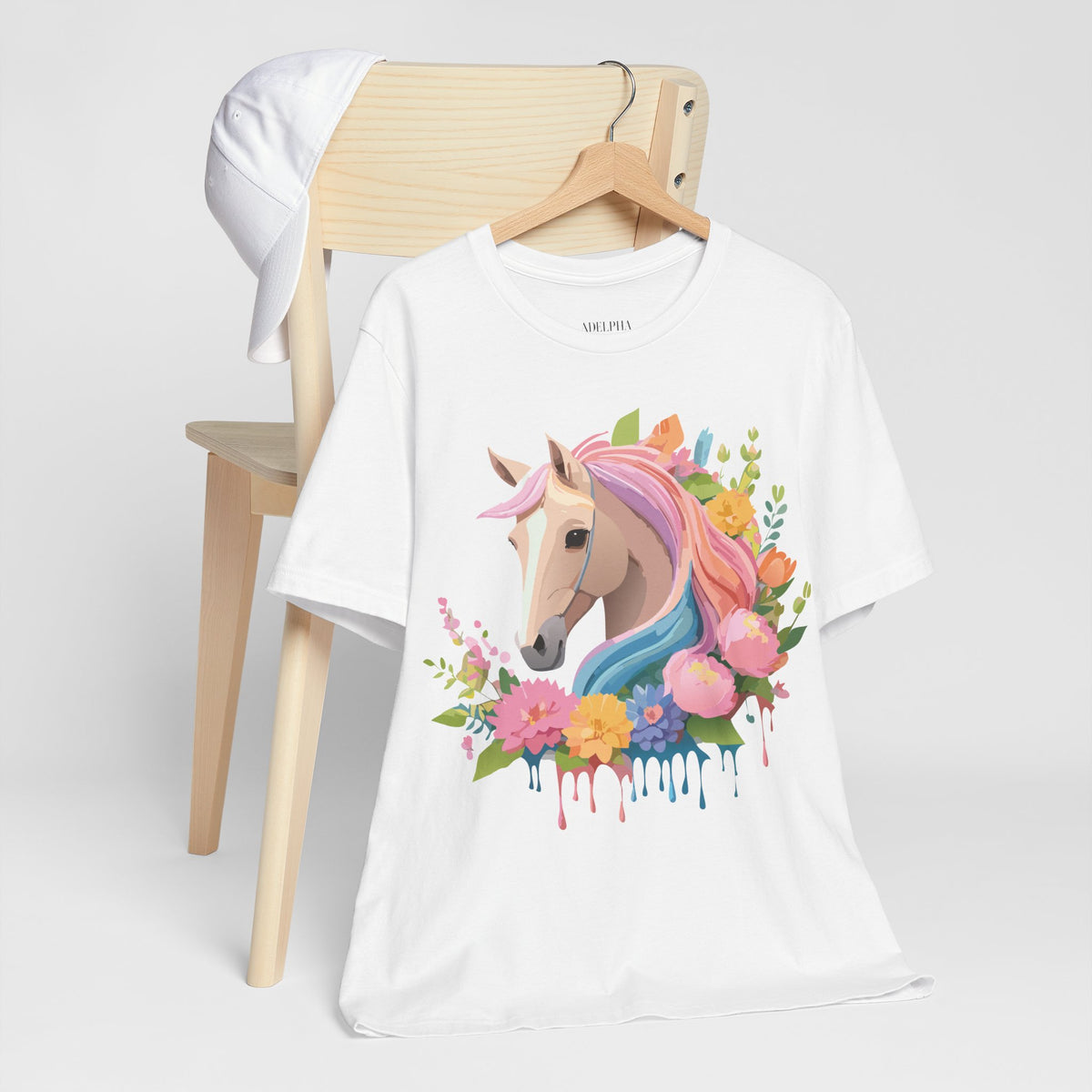 Horse Graphic Unisex Cotton Bella+Canvas Tee with Art Animal Design e310