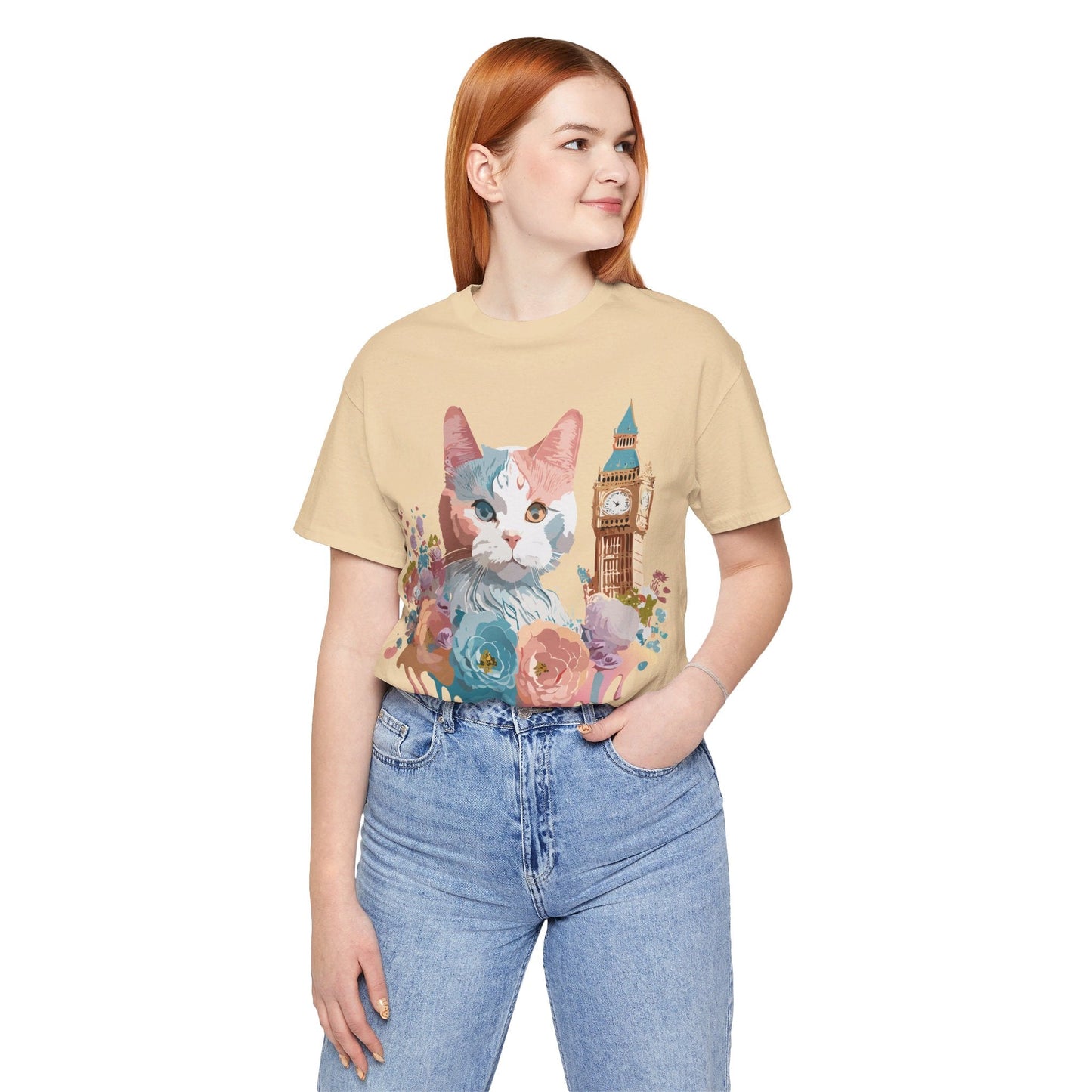 Unisex Cat Graphic Tee With Short Sleeve Vintage Inspired Art Adelpha