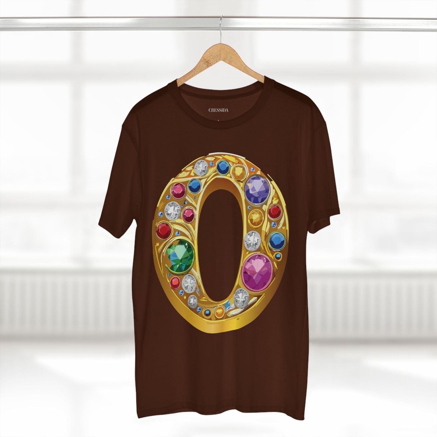 Letter O Graphic Design Tee Unisex 100 Cotton With Antique Gold Letters Artwork T-Shirt