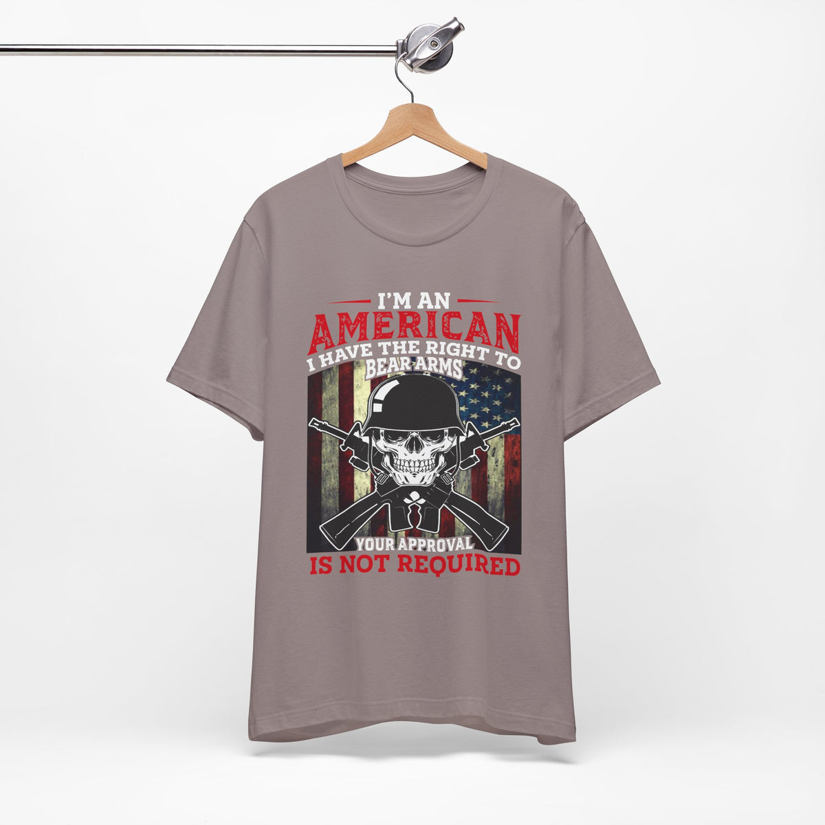 American Skull with Guns T-Shirt 2nd Amendment Flag Unisex Cotton Tee v29