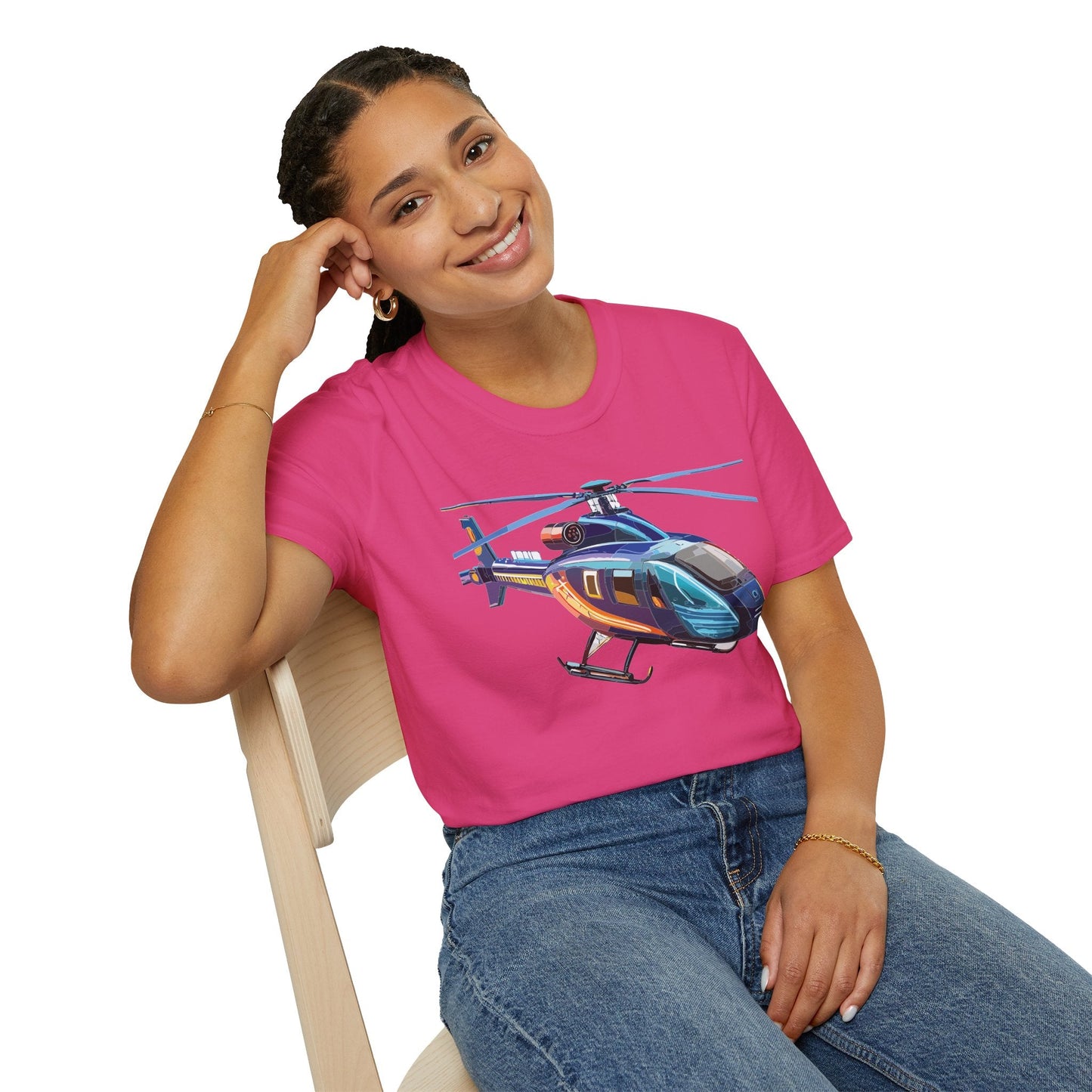 Chopper Helicopter Graphic Unisex Cotton Softstyle Short Sleeve Tee 8