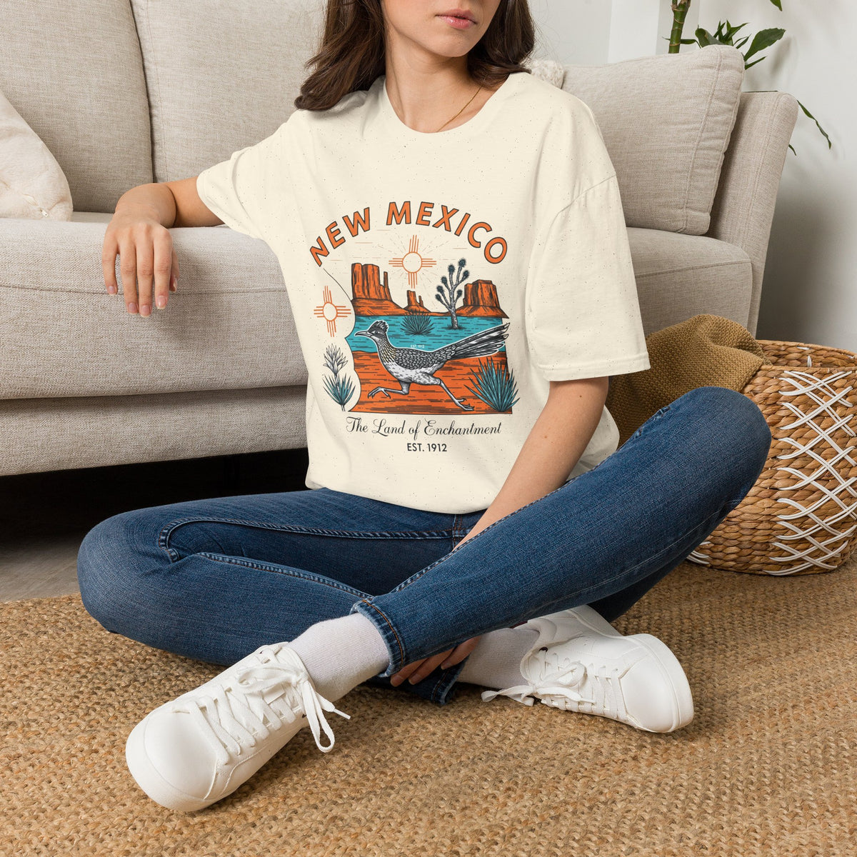 New Mexico Desertscape T-Shirt — The Land of Enchantment Travel Tourist Graphic Design Unisex 100 Cotton Gildan T-Shirt