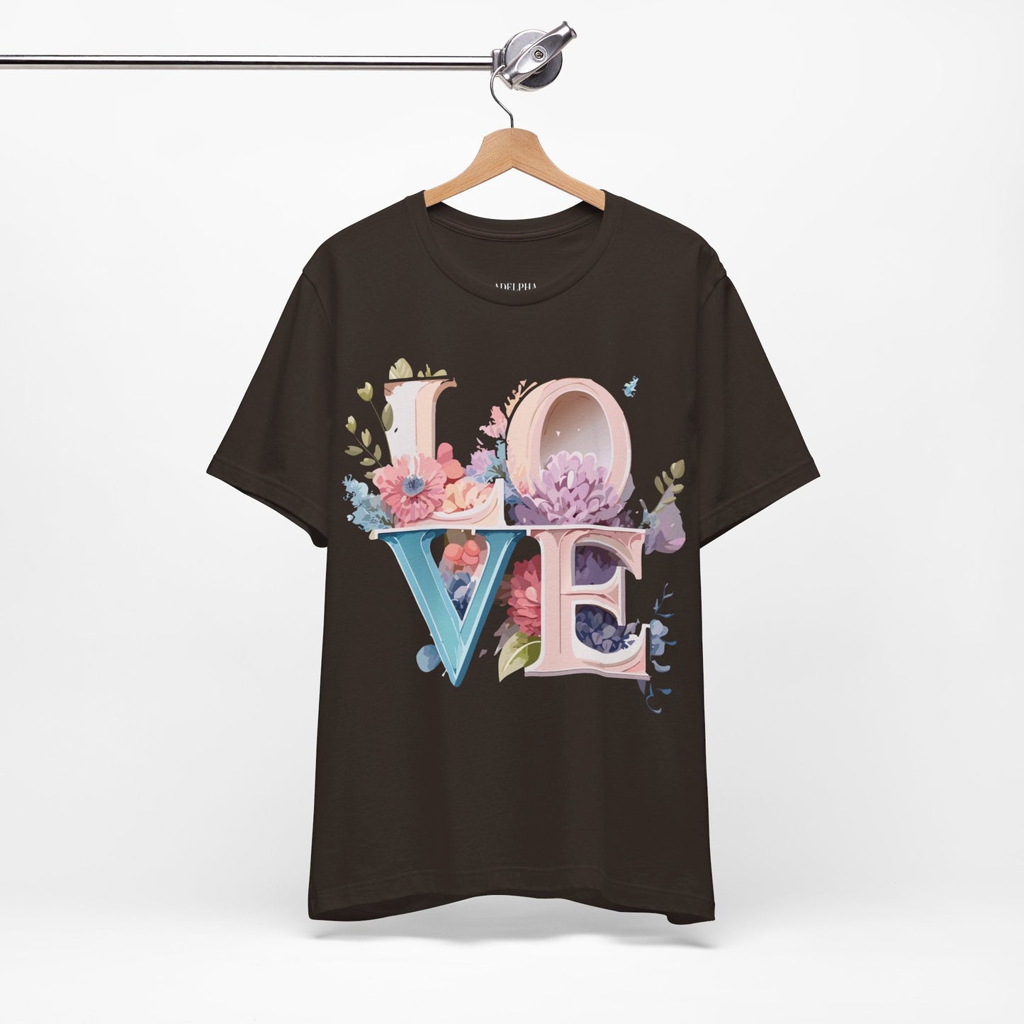 Valentine Day Graphic Unisex 100 Cotton Vintage Artwork with Love and Flower Design Tee 42