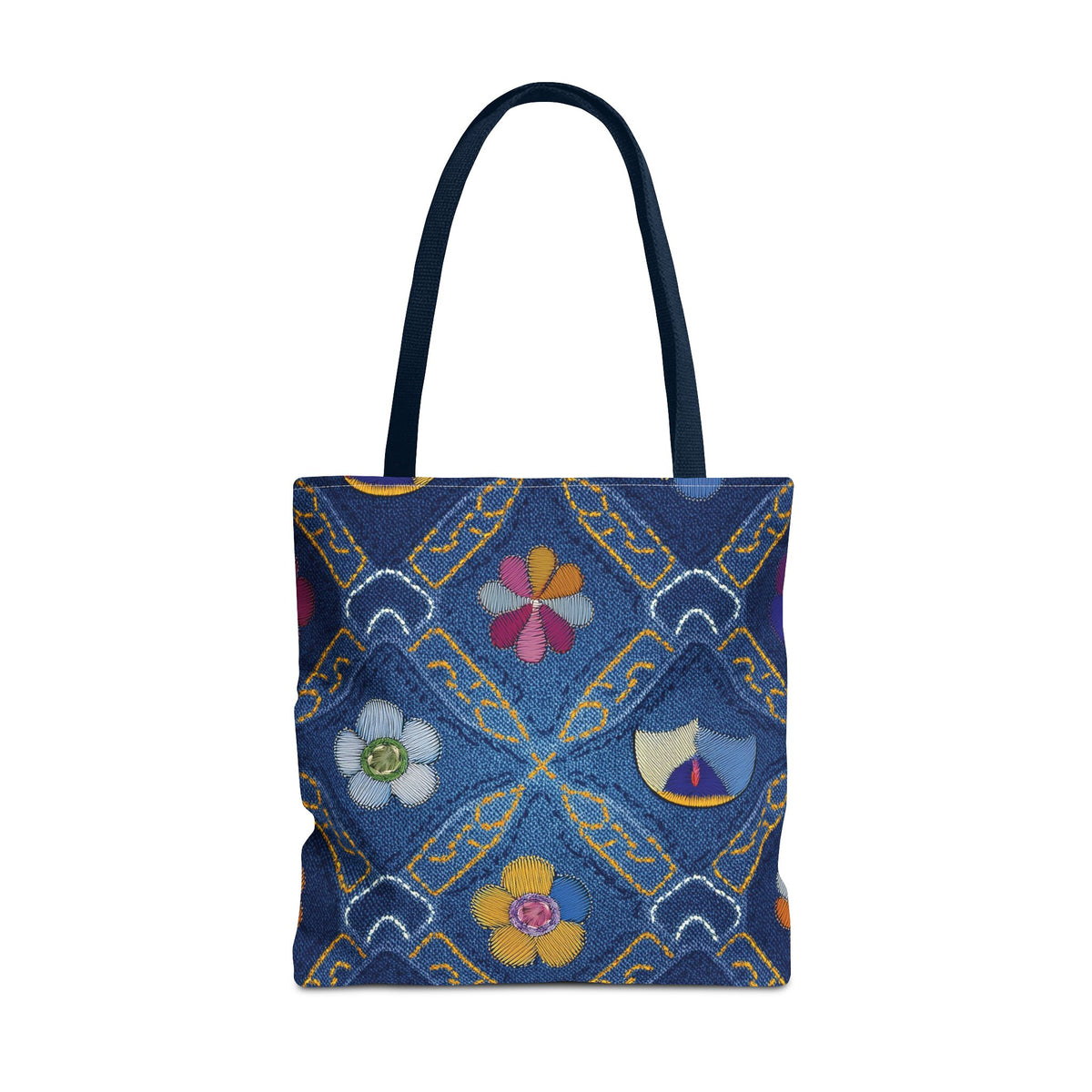 Denim Fabric Imitation Print Unisex Canvas Bag Poly Spun 3 Sizes Tote Bag 159-13