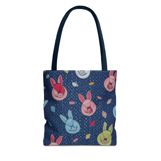 Denim Fabric Imitation Print Unisex Canvas Bag Poly Spun 3 Sizes Tote Bag 192-4