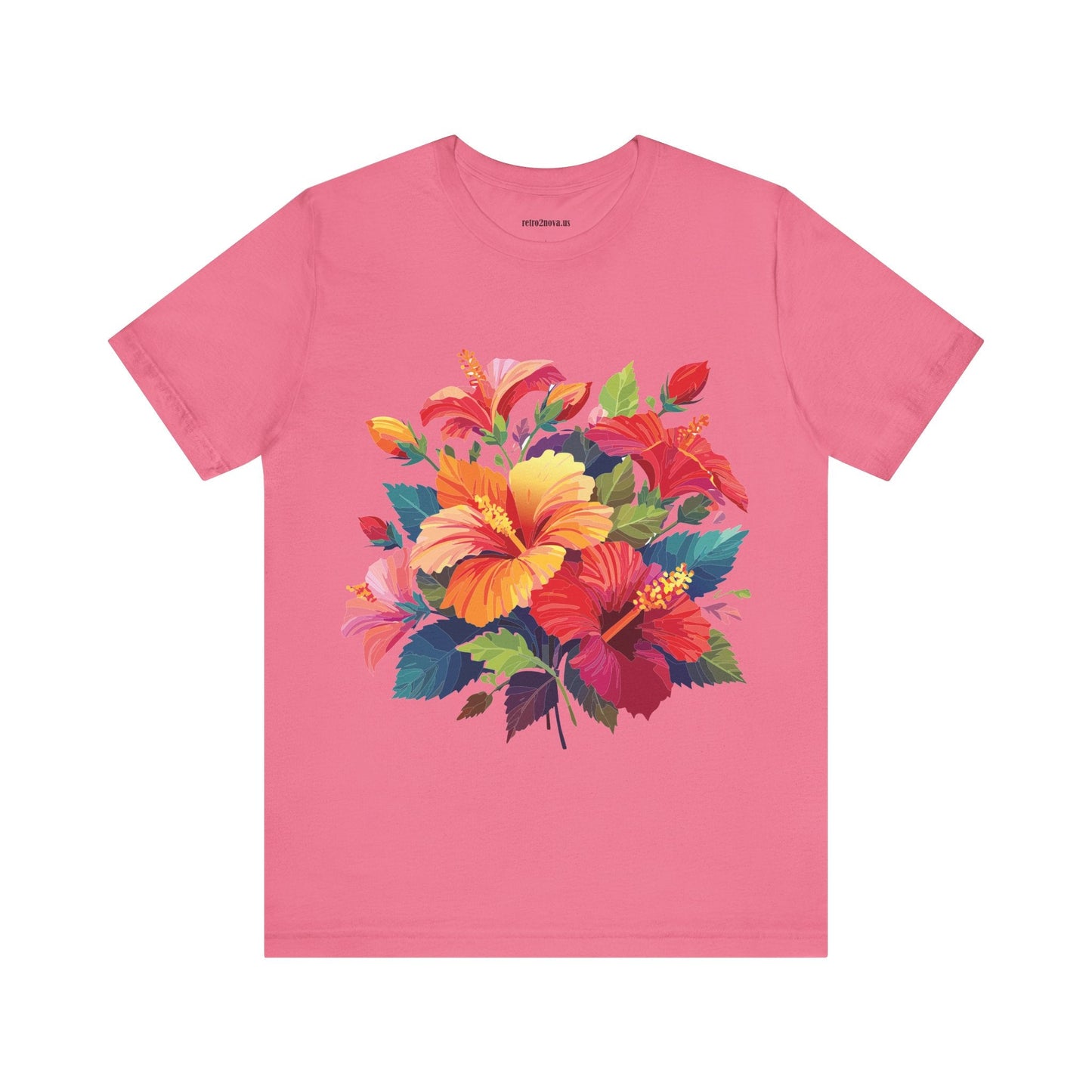 Retro2Nova Floral Shirt Unisex Jersey Short Sleeve Tee From Flowers Collection Bold Vibrant Design