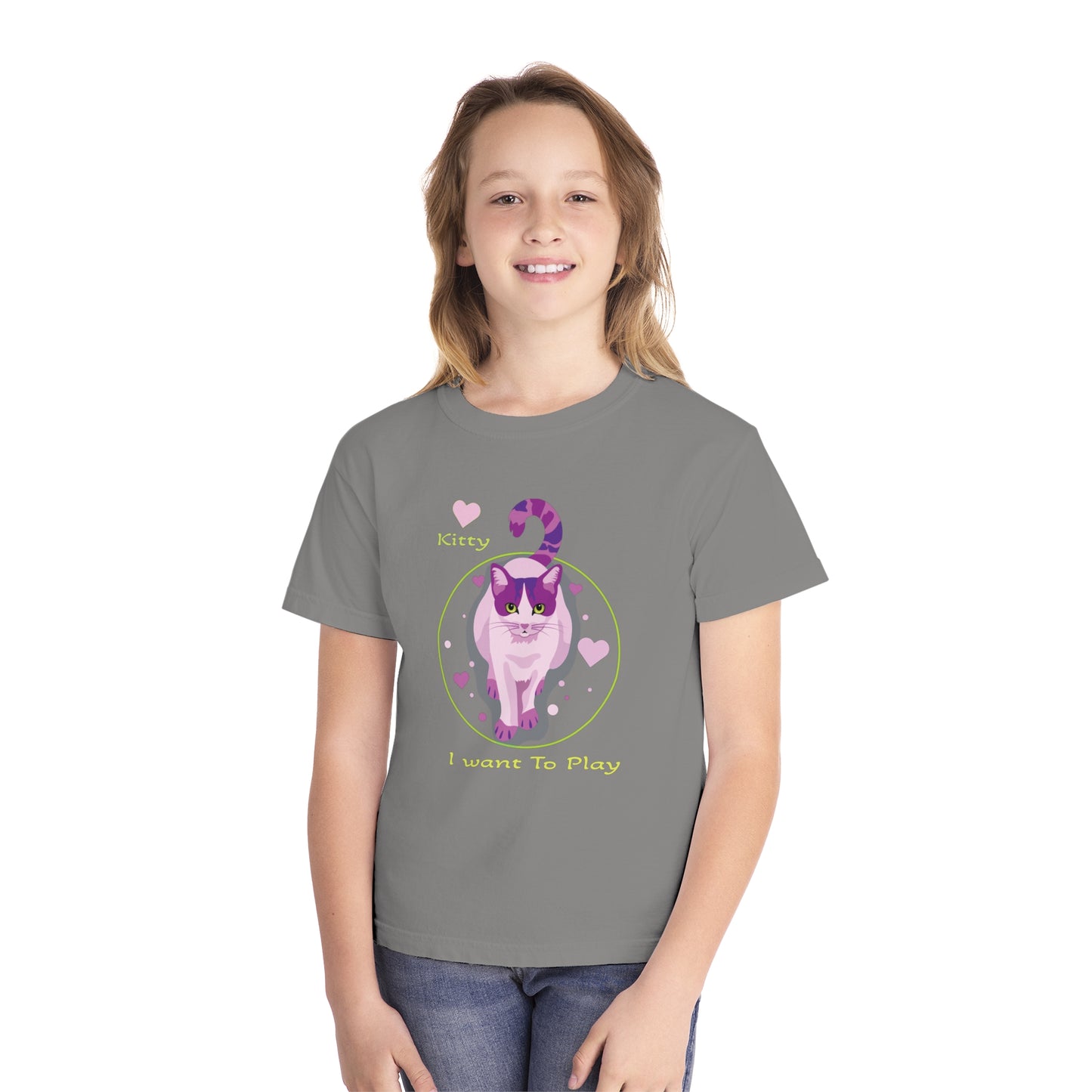 Youth Tee Shirt with Fancy Cat