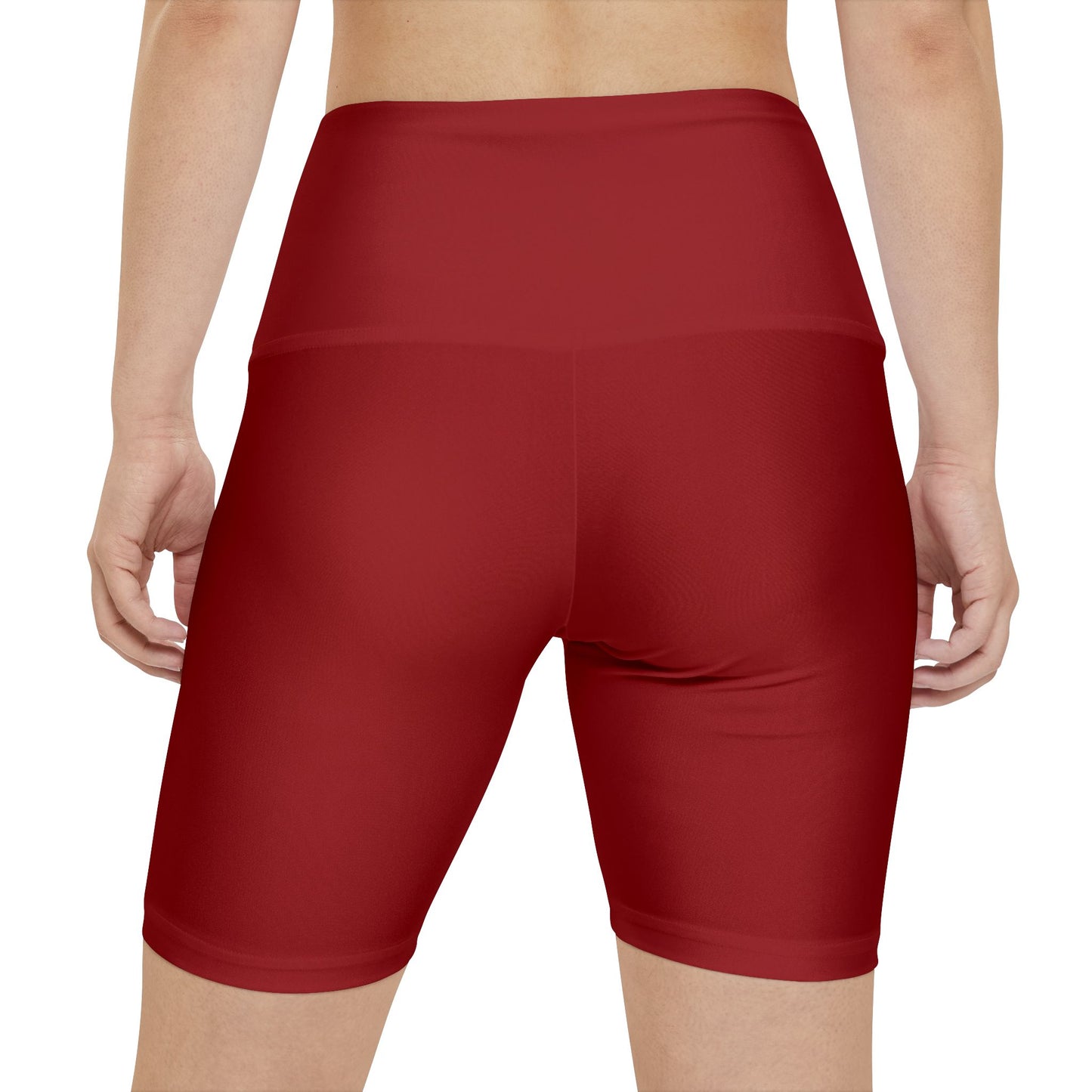 Oxblood Red Women's Workout Shorts — High-Waisted Red Bike Shorts for Gym & Yoga