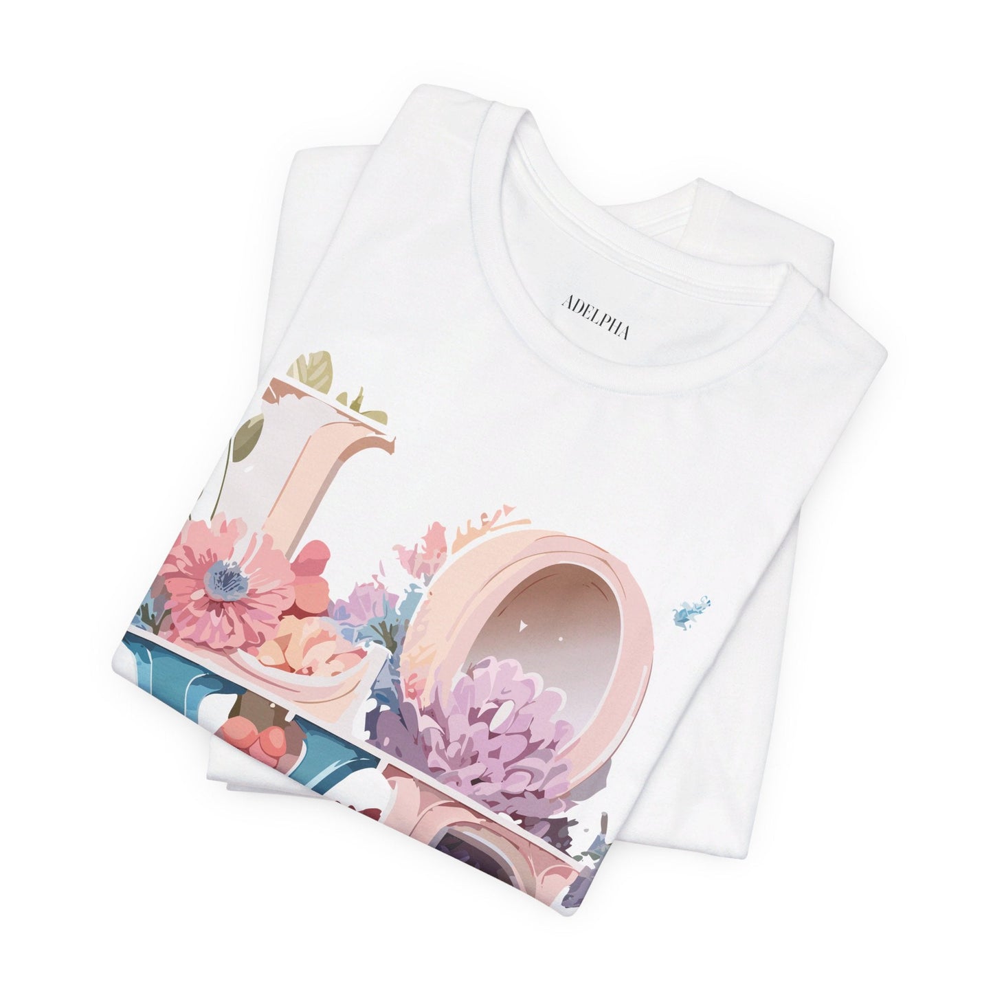 Valentine Day Graphic Unisex 100 Cotton Vintage Artwork with Love and Flower Design Tee 43