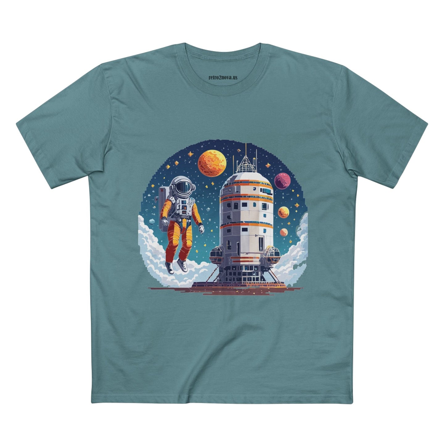 Cosmos Astronaut Shirt Unisex Premium Cotton Tee With Original Art By Retro2Nova Design