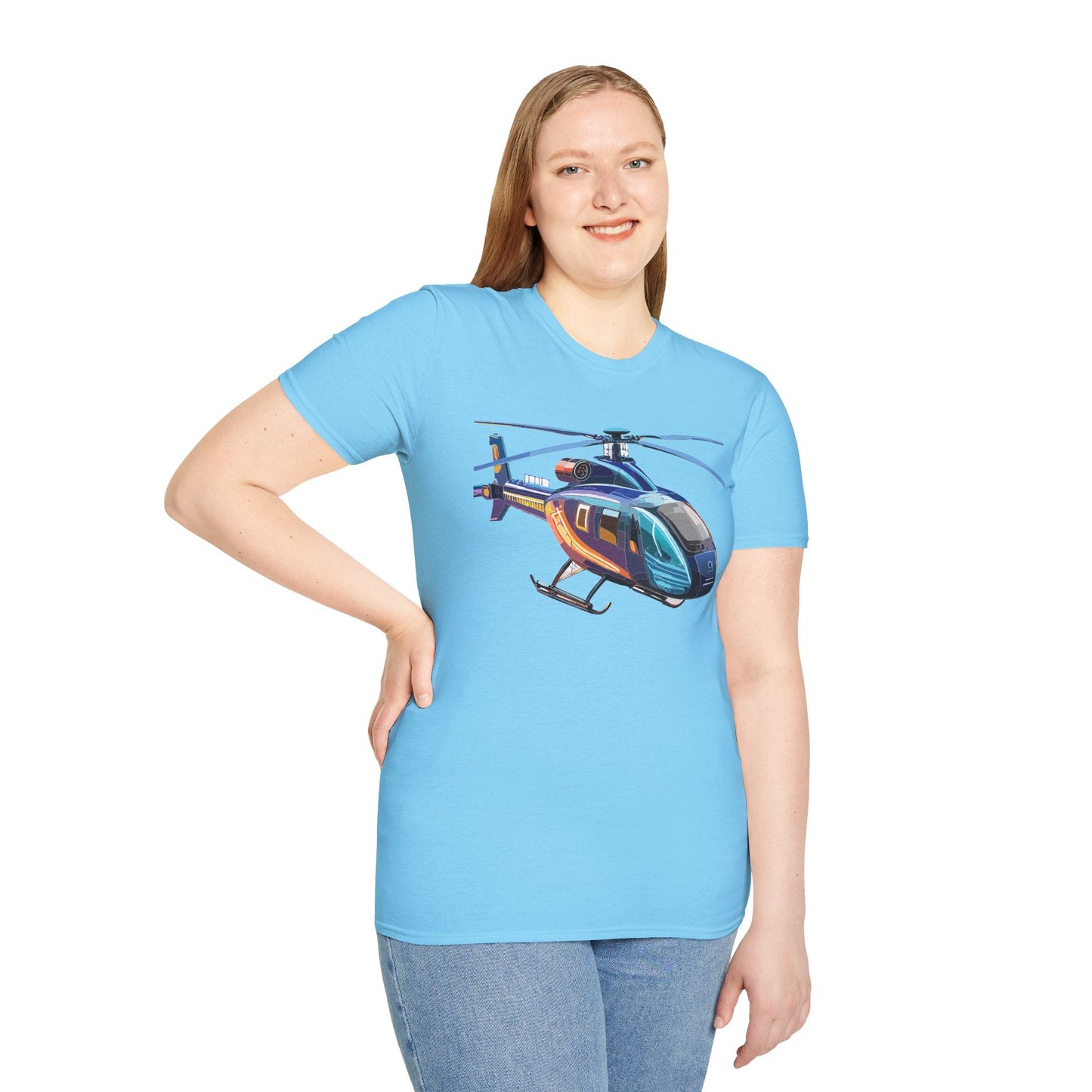Chopper Helicopter Graphic Unisex Cotton Softstyle Short Sleeve Tee 8