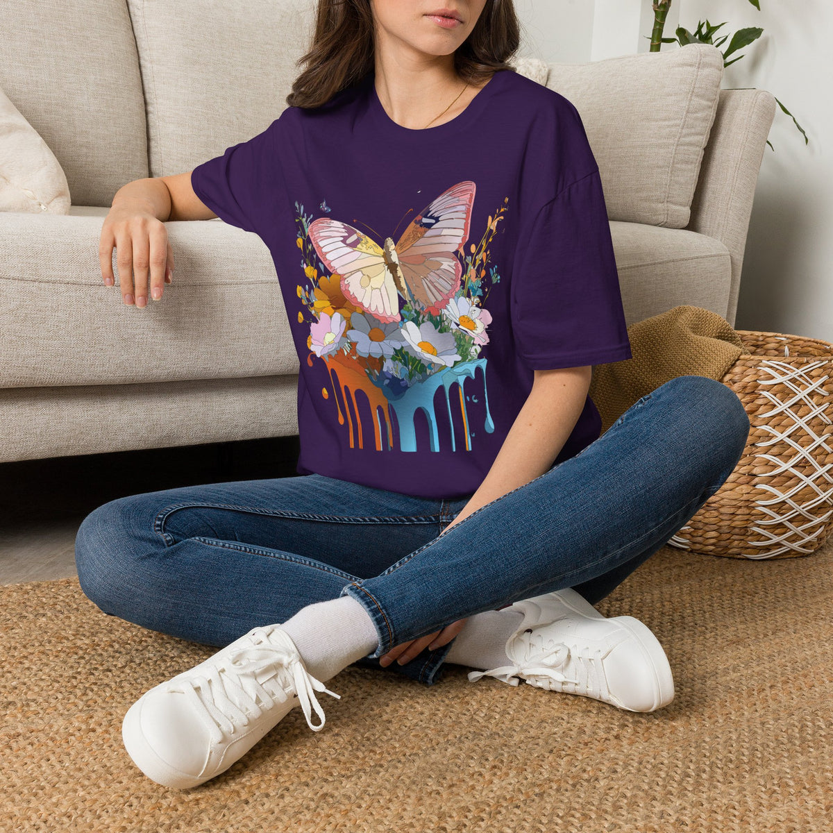 Butterfly Floral Drip Graphic Tee Unisex 100 Cotton Gildan T-Shirt
