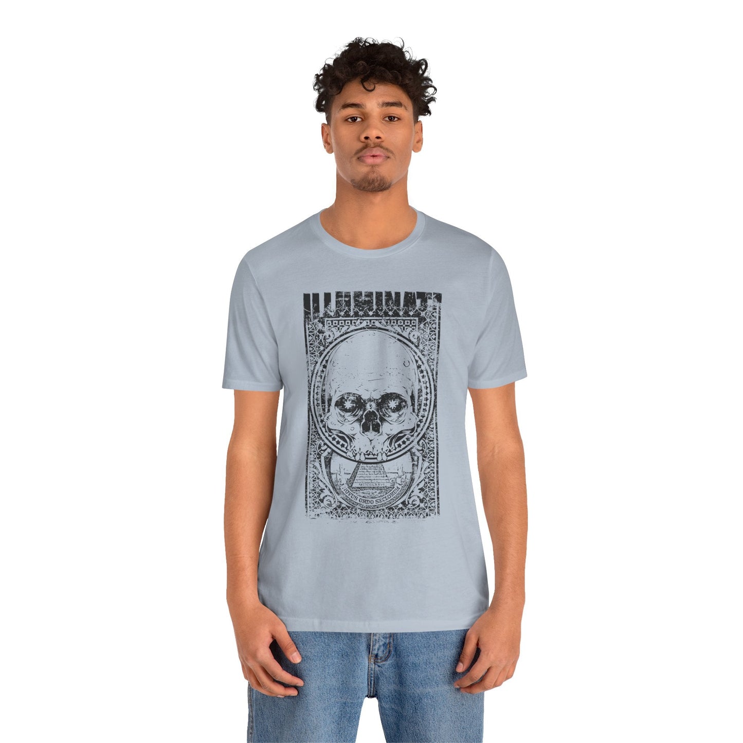 Skull Circle Graphic T-Shirt Vintage Etching Illustration Art Design Tee A-9