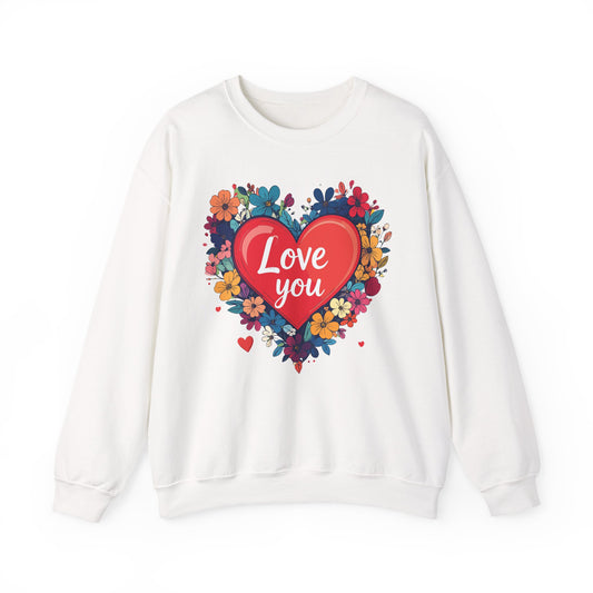 Big Heart Sweatshirt, Floral Heart Sweatshirt, Floral Love Sweatshirt, Valentine's Day Sweatshirt, Heart Floral Sweatshirt 107