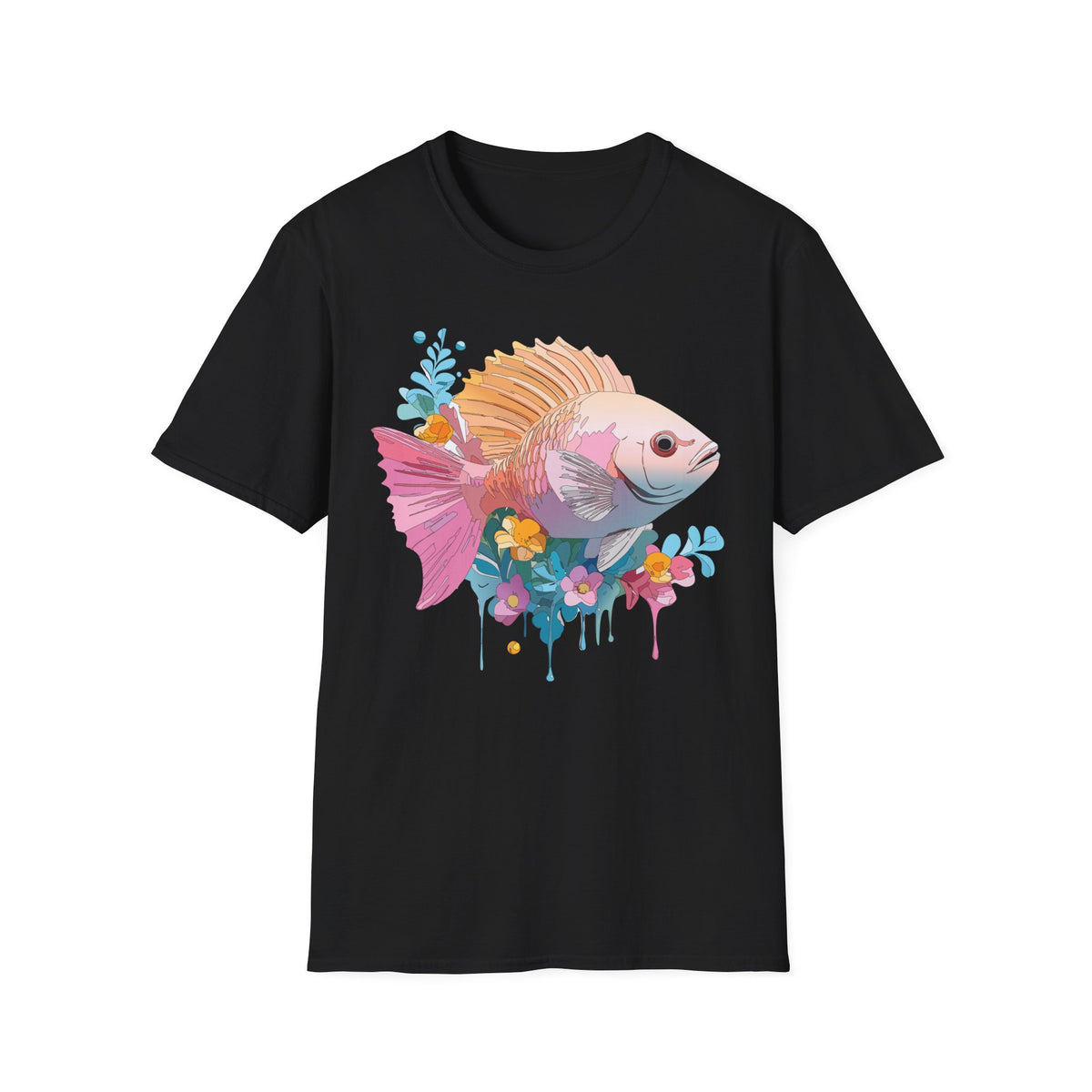 Colorful Tropical Fish T-Shirt | Watercolor Floral Sea Life Tee