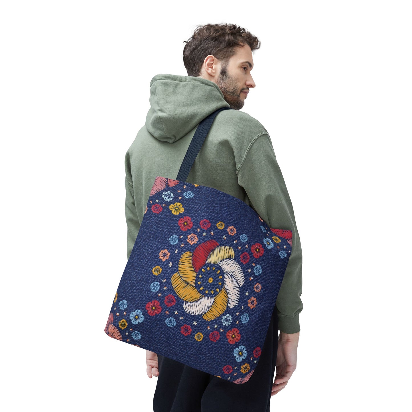 Denim Fabric Imitation Print Unisex Canvas Bag Poly Spun 3 Sizes Tote Bag 153