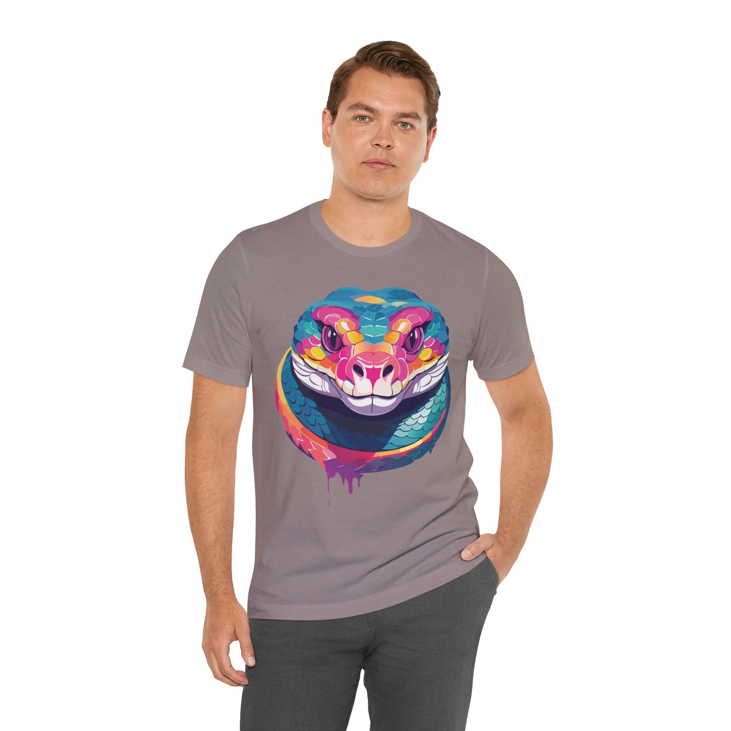 Unisex Animal Tee Shirt With Art Design, Wild Animals Short Sleeve Graphic Tee For Everyday Wear