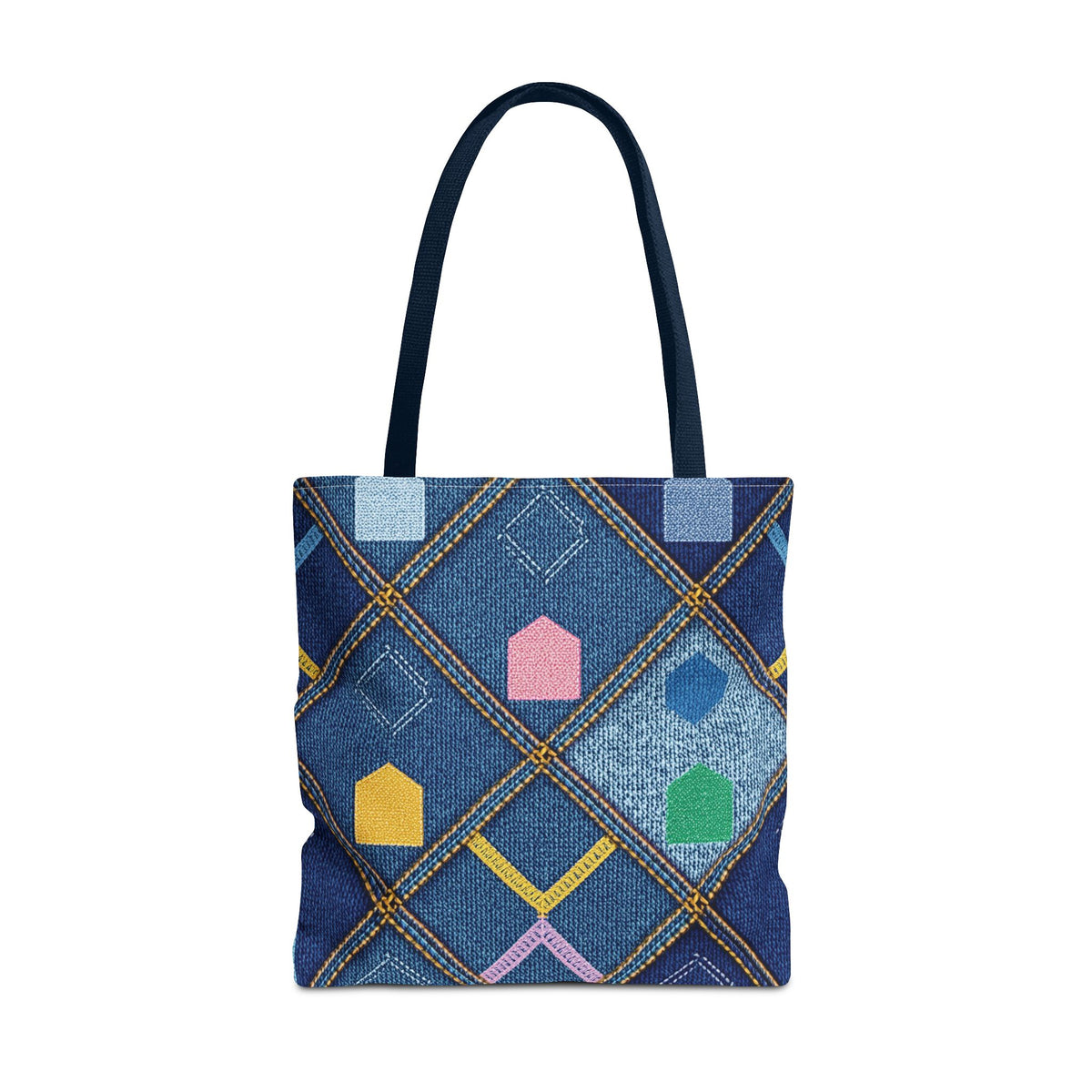 Denim Fabric Imitation Print Unisex Canvas Bag Poly Spun 3 Sizes Tote Bag 189-6