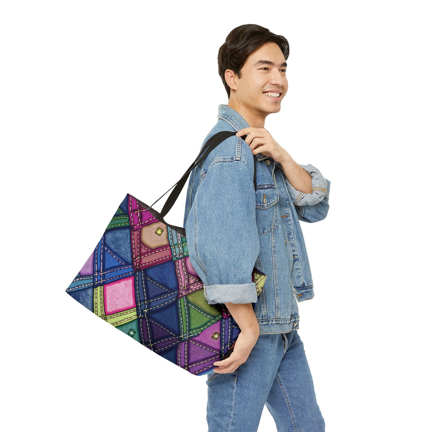 Denim Print Yoga Bag High-Quality 100% Spun Polyester 24x13 Canvas Gym Bag 51