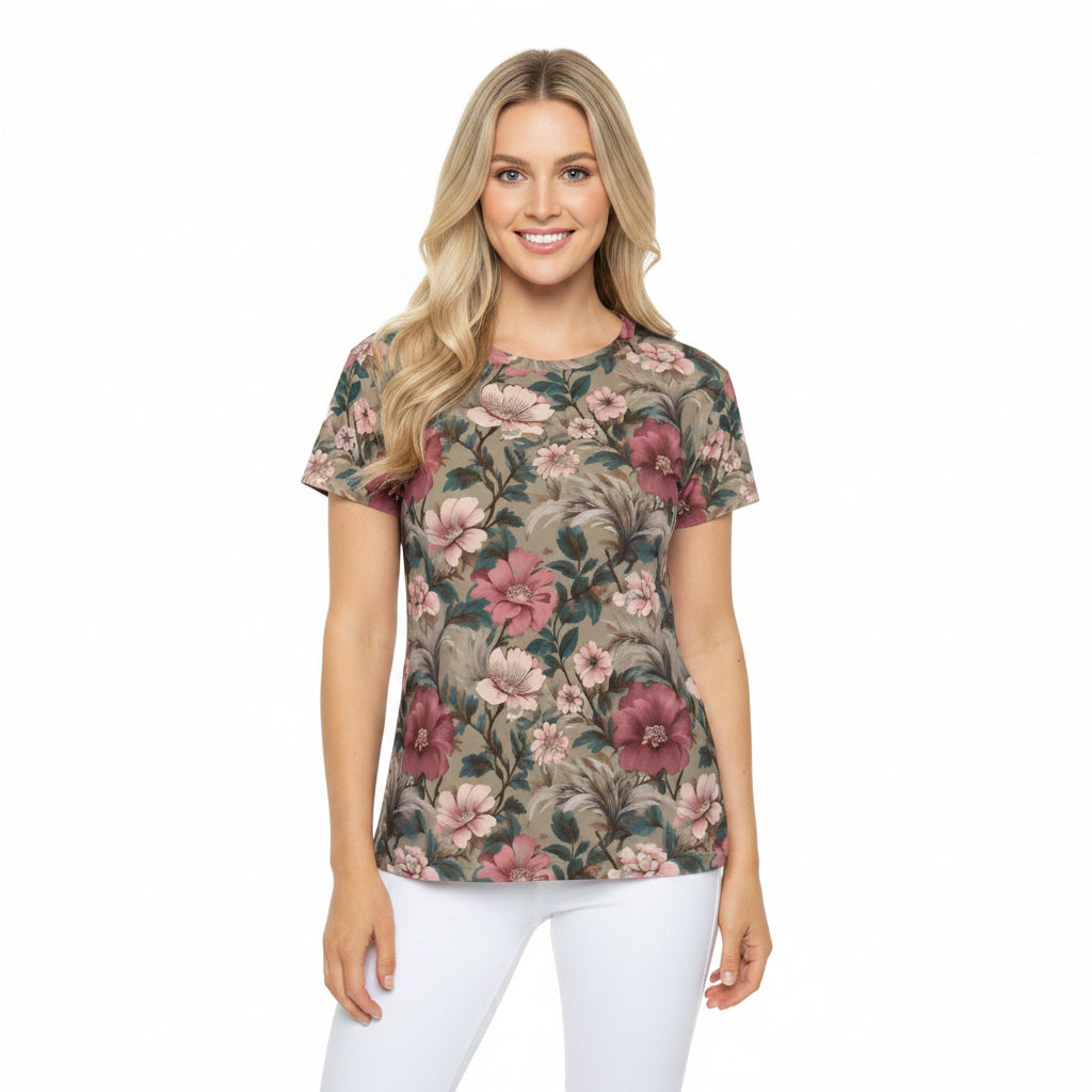 Women Poly Shirt with Floral Print F281