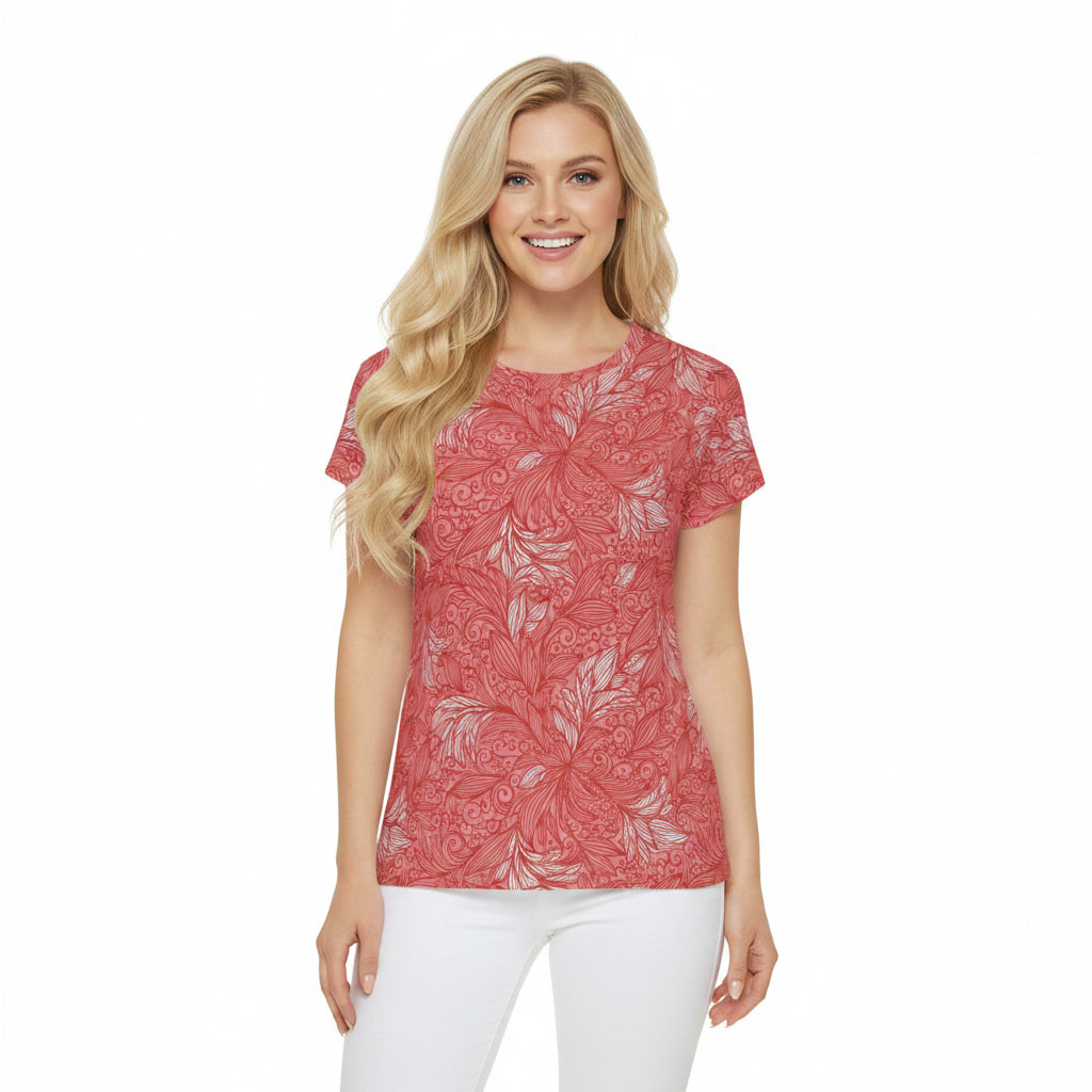 Women Poly Span T-Shirt with Floral Print