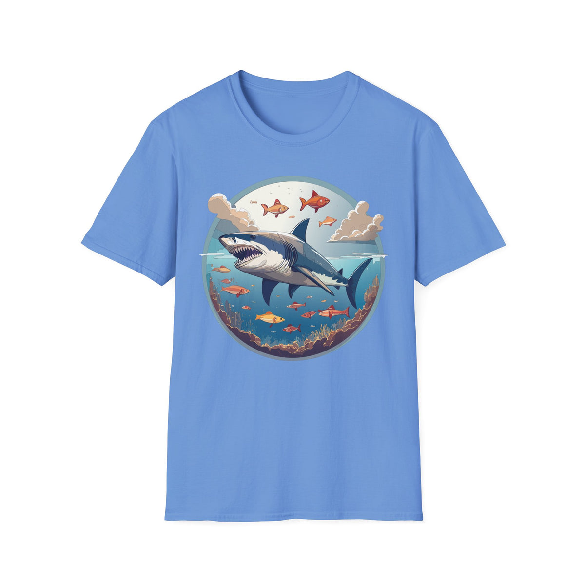 Great White Shark Ocean Scene T-Shirt | Shark Graphic Tee, Marine Life Art