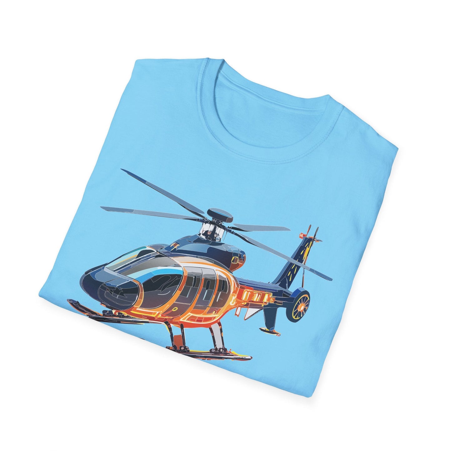Unisex Helicopter Graphic T Shirt Softstyle 64000 Short Sleeve Chopper Tee For Everyday Comfort