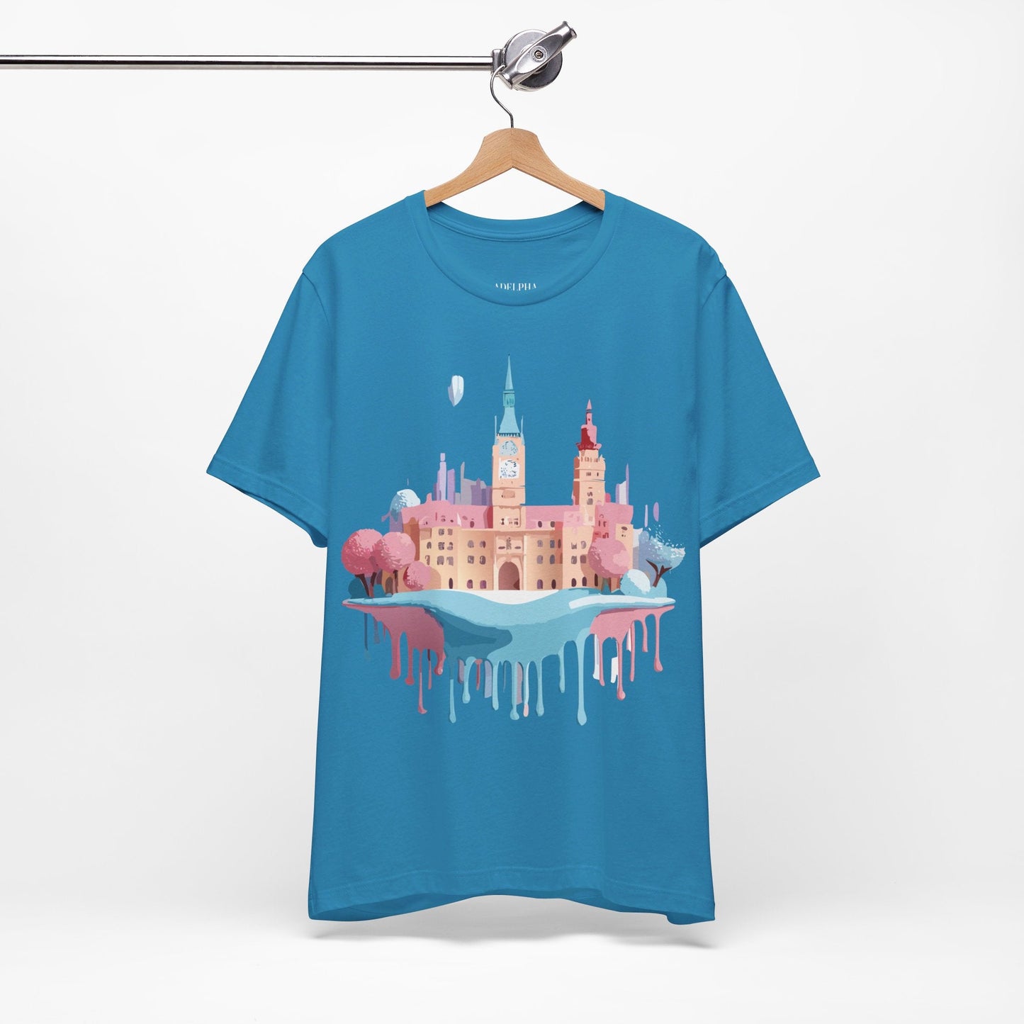 Prague Tourist Shirt Unisex Short Sleeve Graphic Tee Featuring Adelpha Vintage Artwork