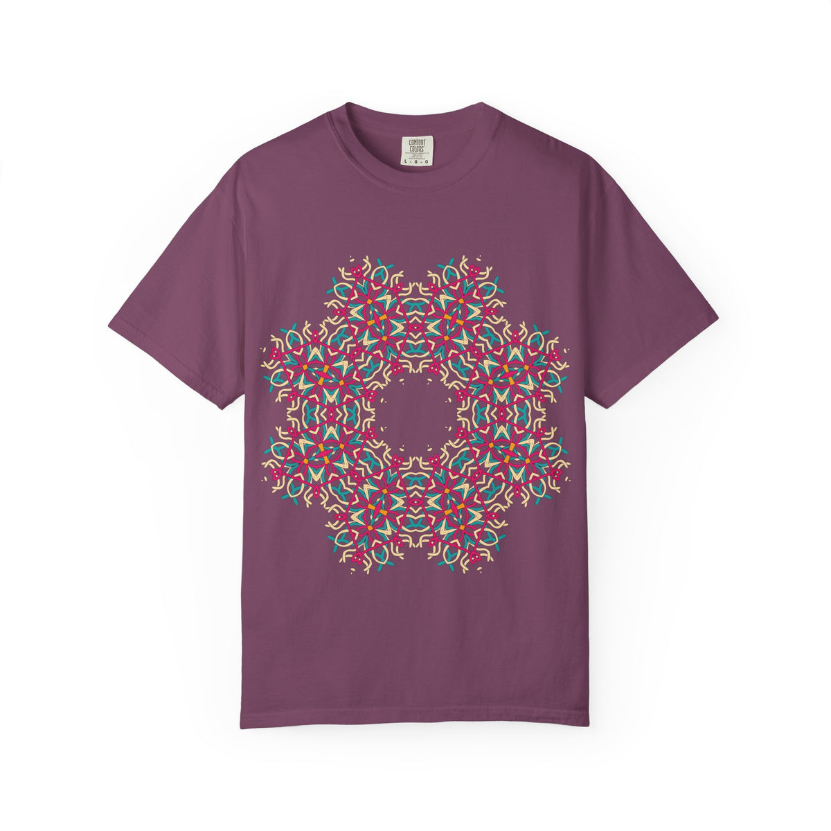 Unisex Garment Dyed Cotton T-Shirt with Mandala Graphic Design
