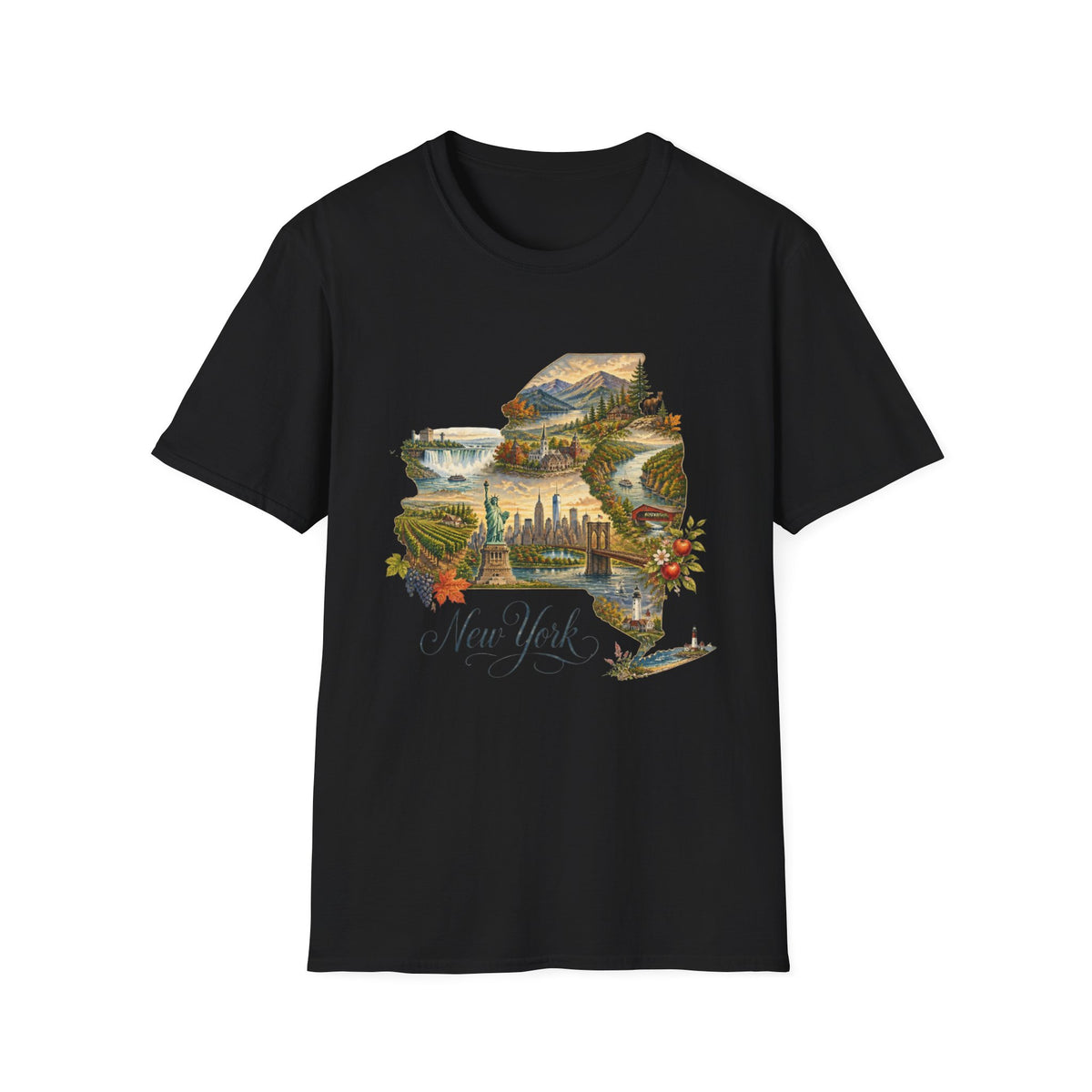 New York State Travel Tourist Graphic Design Unisex 100 Cotton Gildan T-Shirt