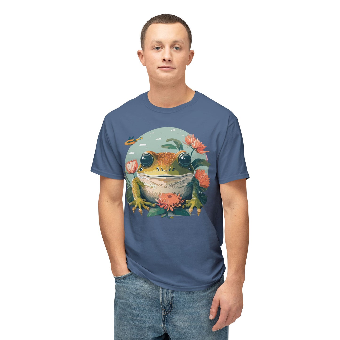 Frog T-Shirt, Vintage Frog Tee, Floral Tees, Frog Art Design Shirt, Tee Shirt with Frog 1