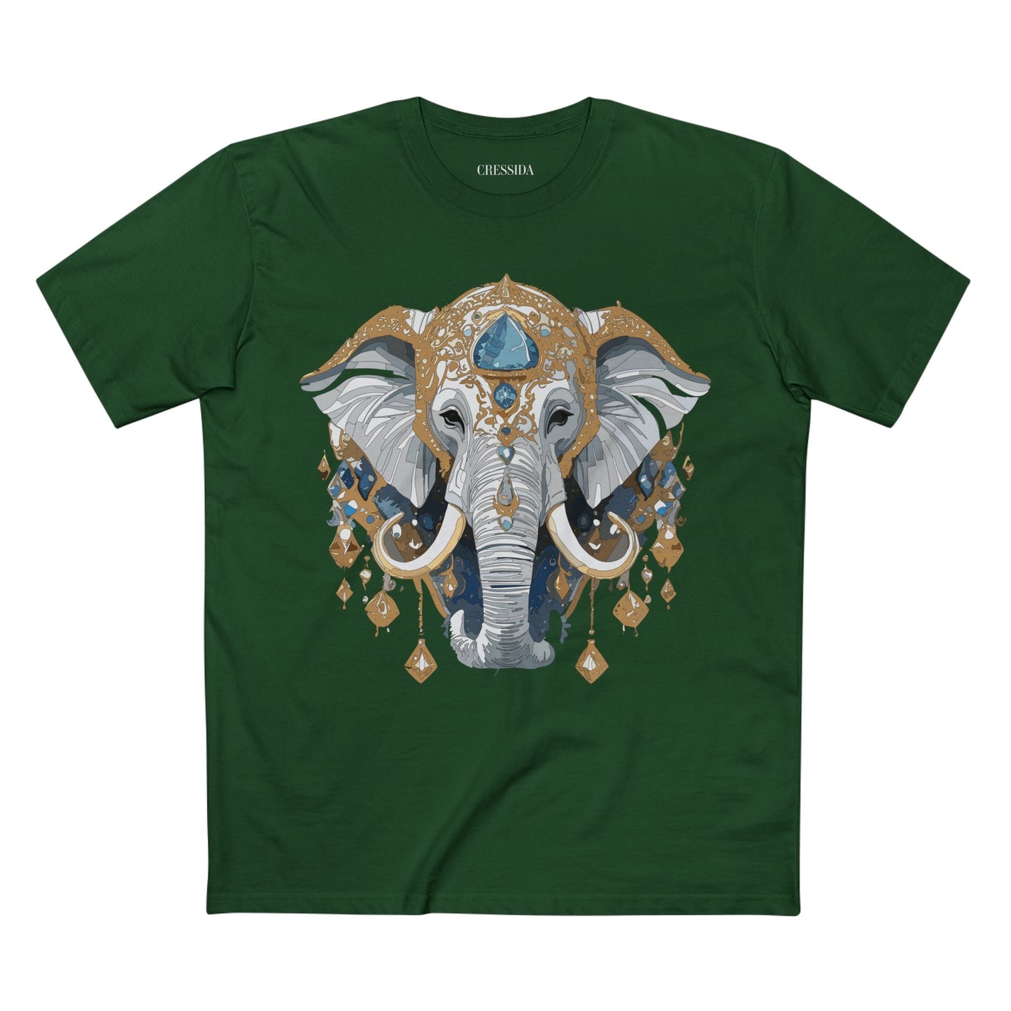 Elephant Graphic Unisex 100 Cotton Tee With Unique Animal Golden Medallion Art Design 40