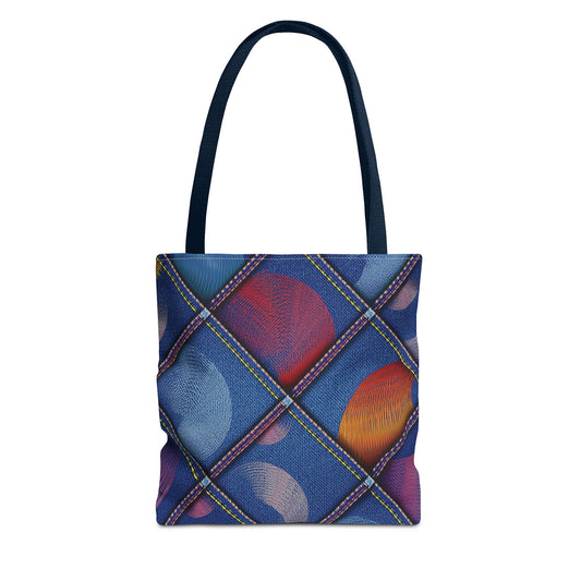 Denim Fabric Imitation Print Unisex Canvas Bag Poly Spun 3 Sizes Tote Bag 186-5