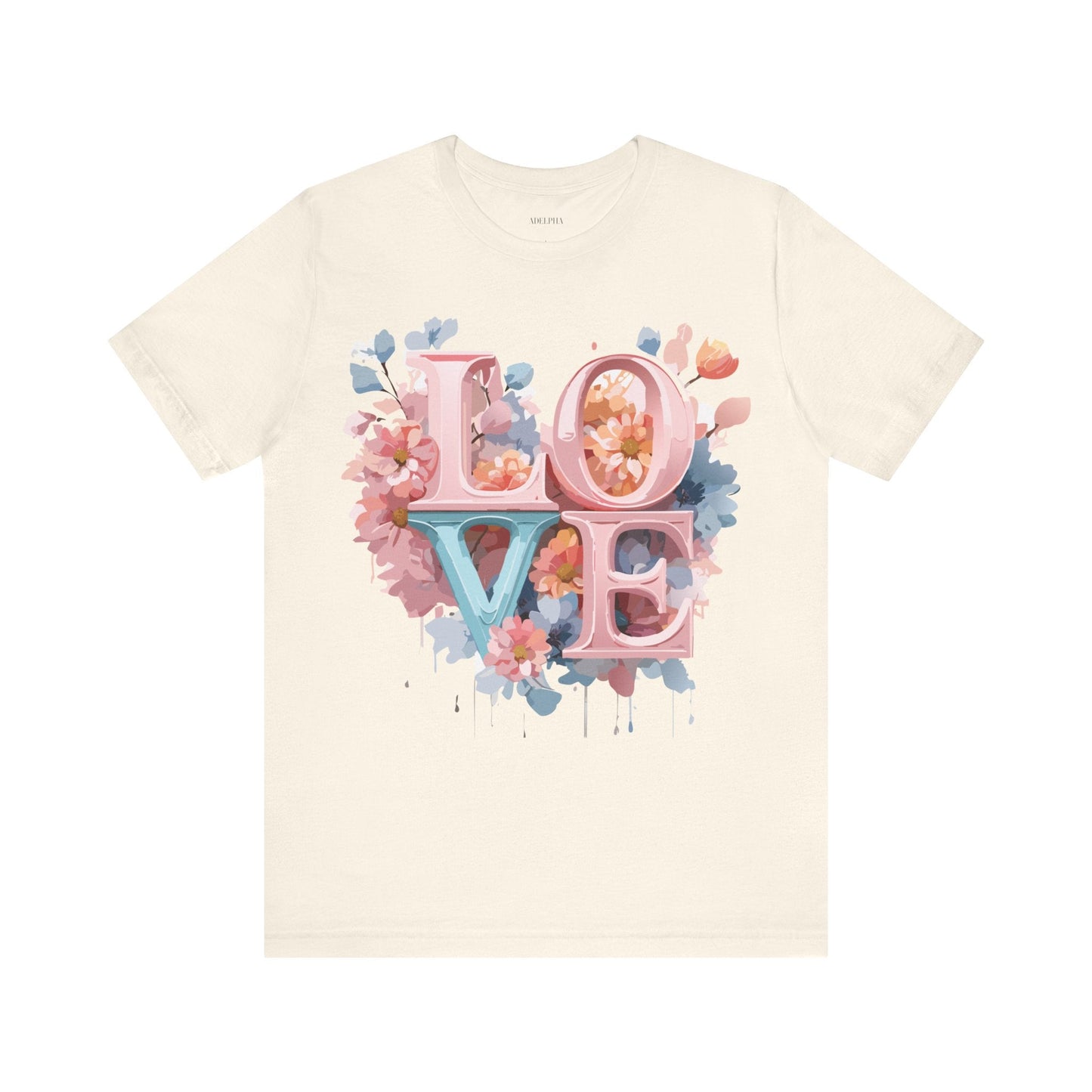 Valentine Day Graphic Unisex 100 Cotton Vintage Artwork with Love and Flower Design Tee 57