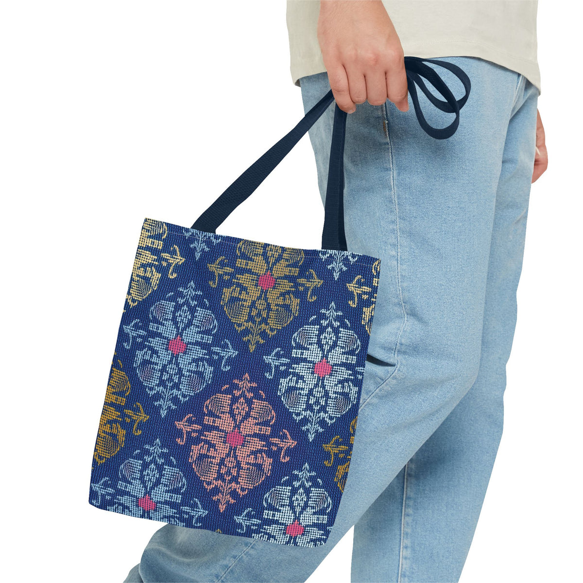 Denim Fabric Imitation Print Unisex Canvas Bag Poly Spun 3 Sizes Tote Bag 157