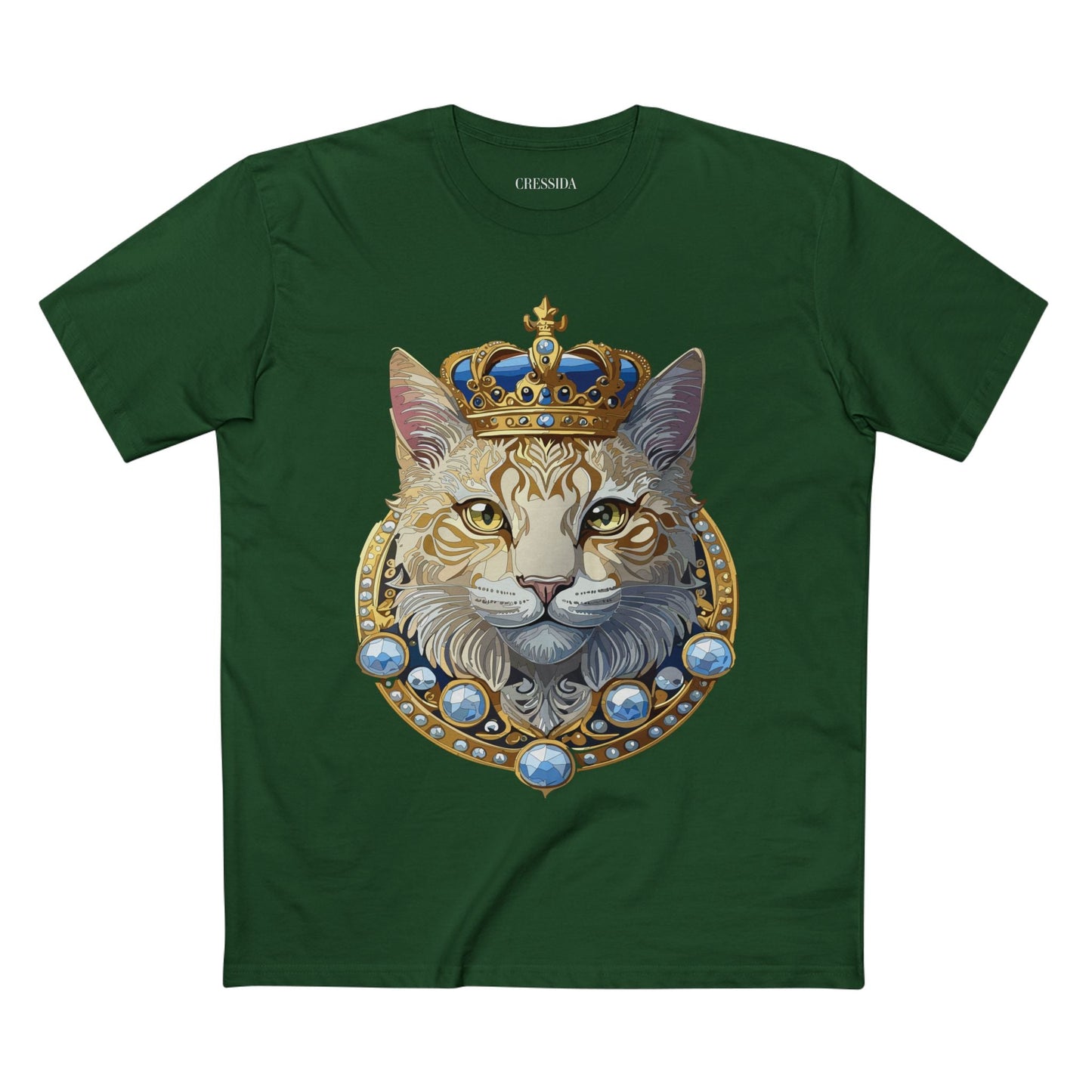 Cat Graphic Unisex 100 Cotton Tee With Unique Animal Golden Medallion Art Design 14
