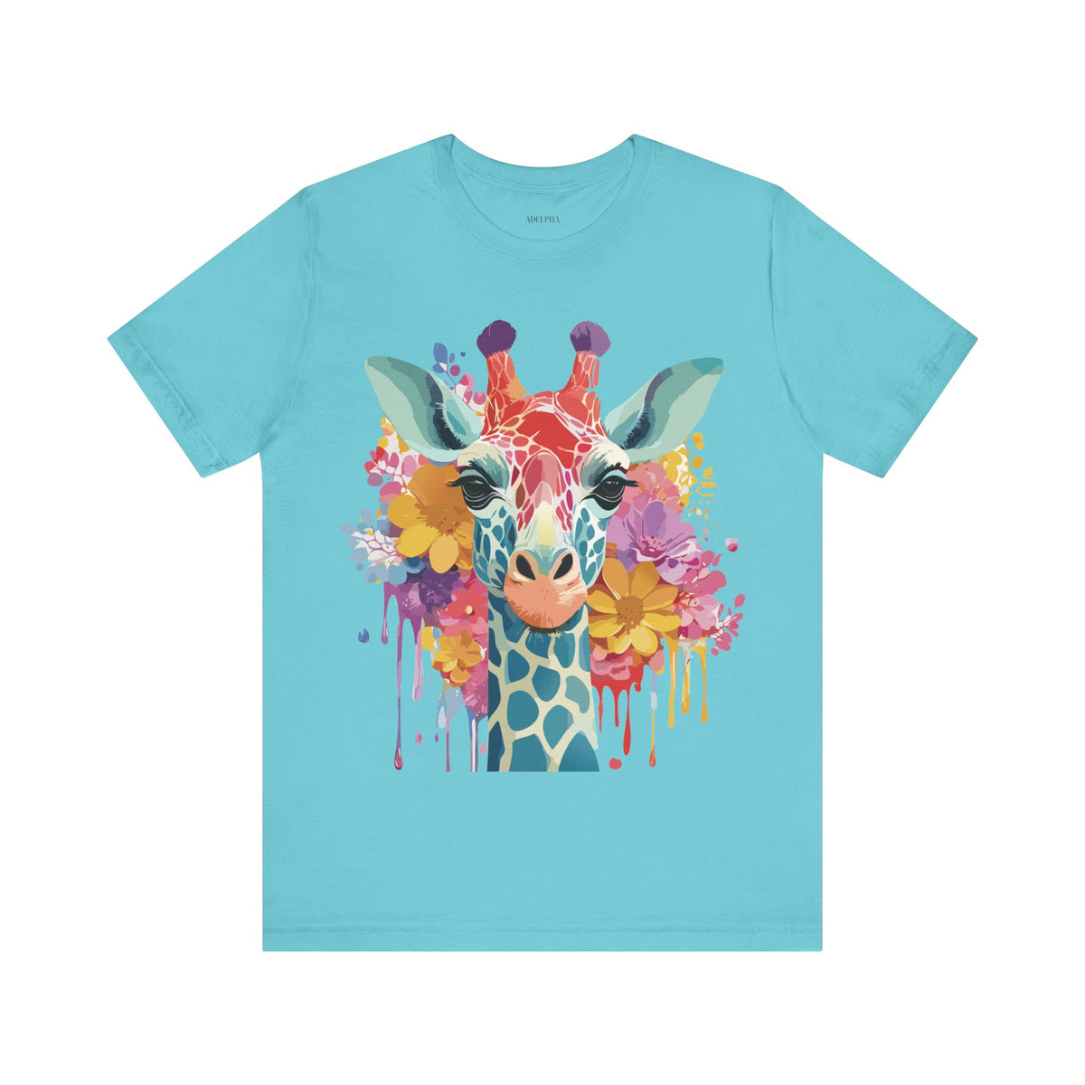 Giraffe Graphic Unisex Cotton Bella+Canvas Tee with Art Animal Design e17
