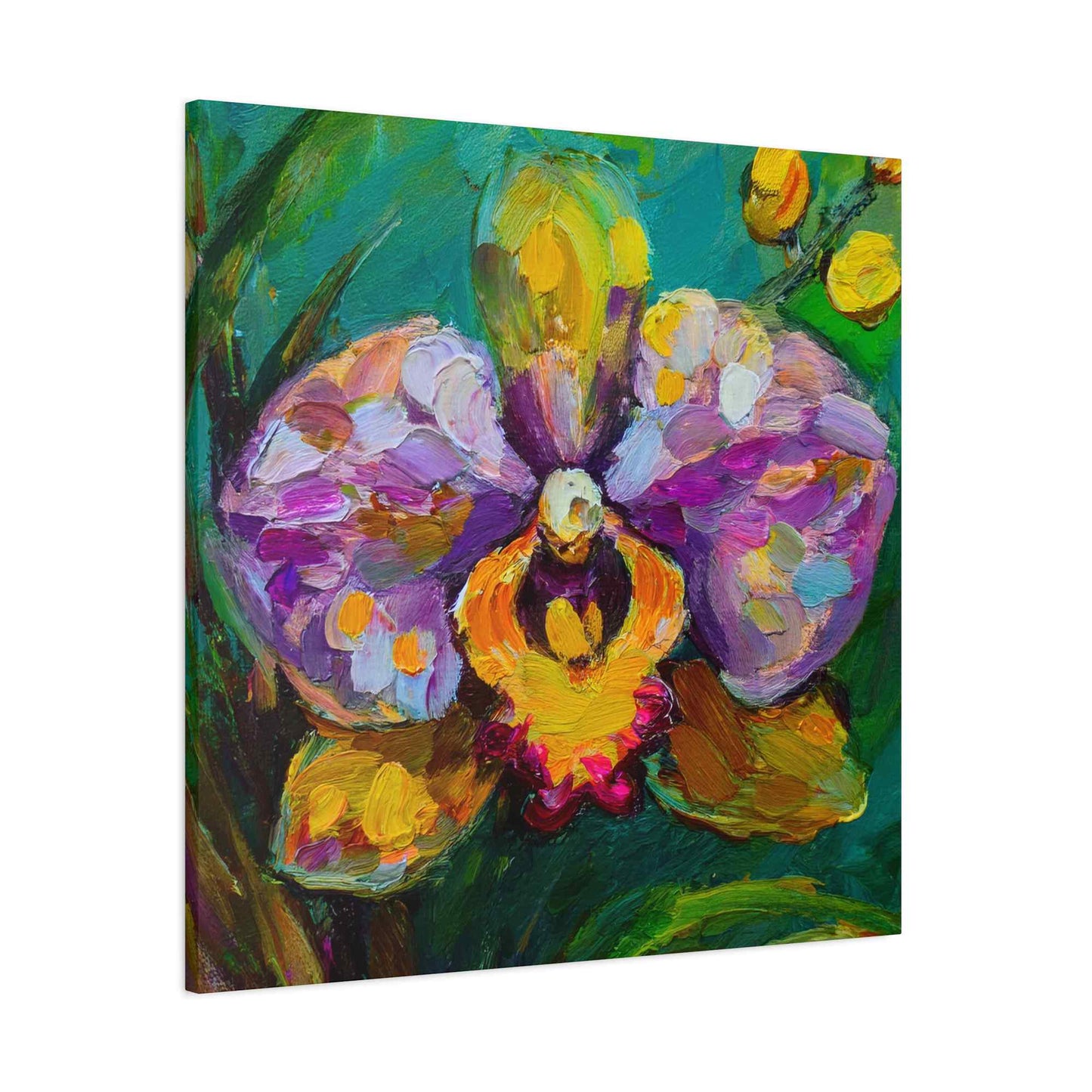 Purple Orchid Print Canvas, Floral Oil Paint Print 20x20, 24x24, 30x30, 32x32, 36x36 Art Design Pine-Wood Inner Frame MC-131