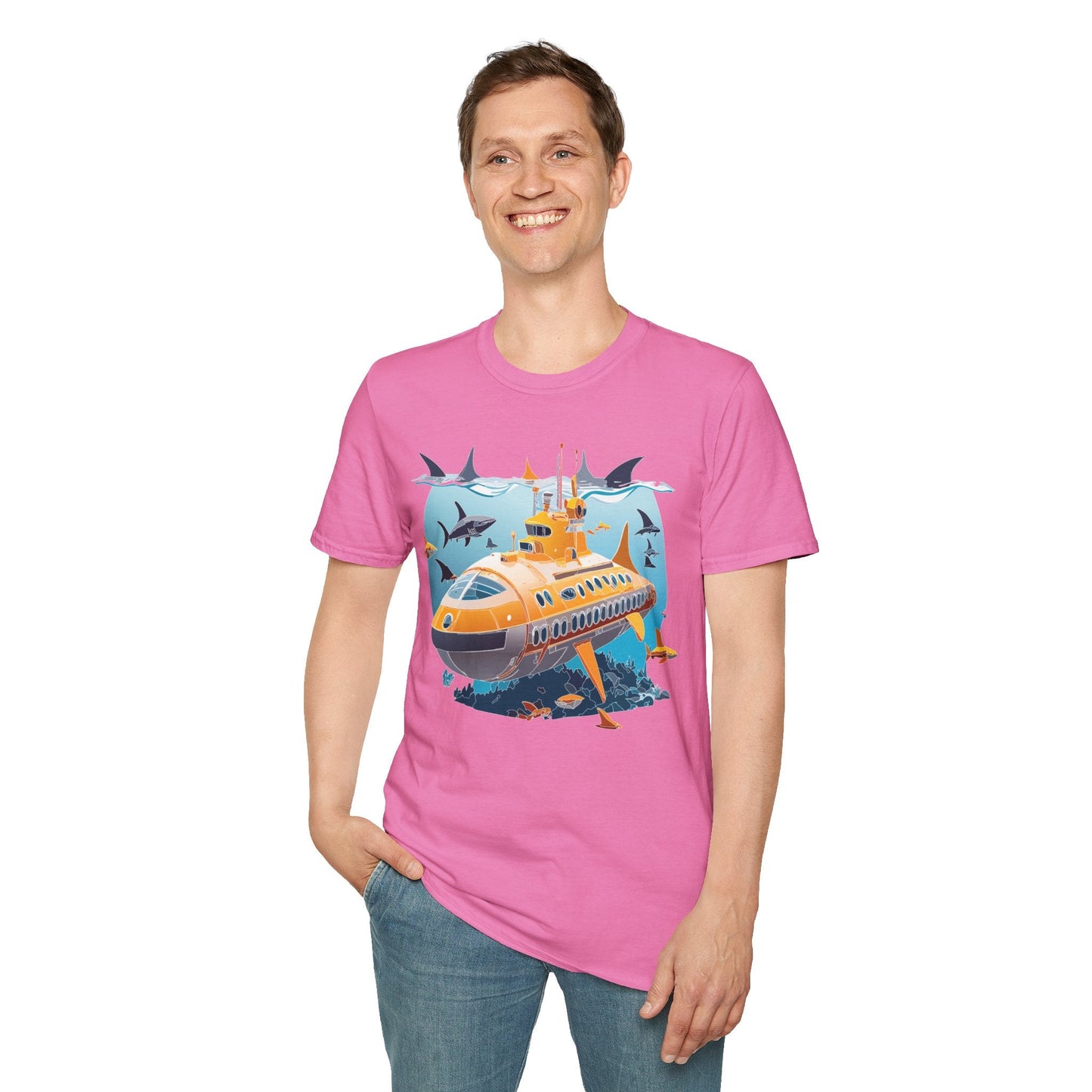 Ocean Themed Unisex Gildan Softstyle 64000 Short Sleeve T Shirt With Ocean Art Design