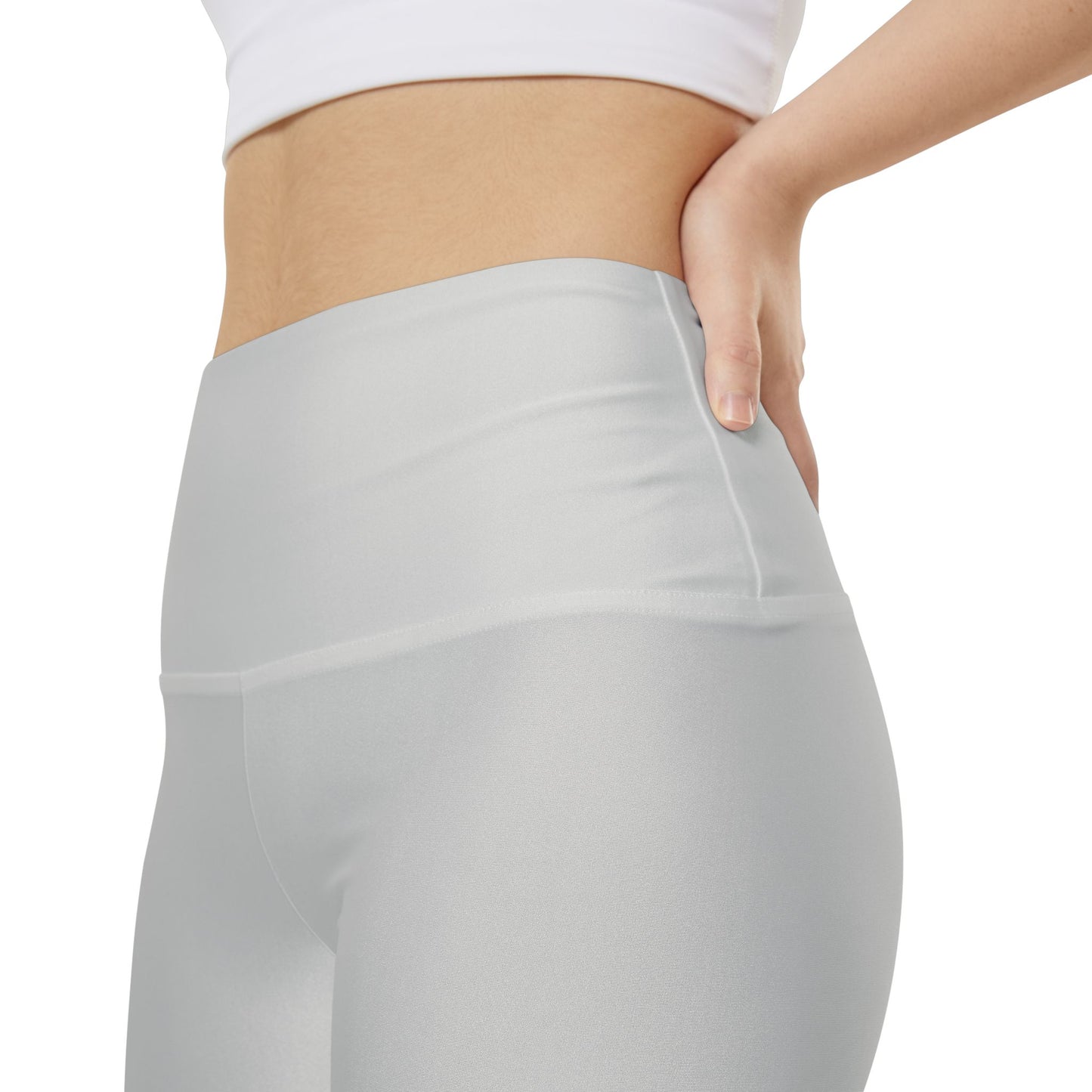 Dust Grey Women's High-Waist Workout Shorts — Plain AOP Biker Briefs