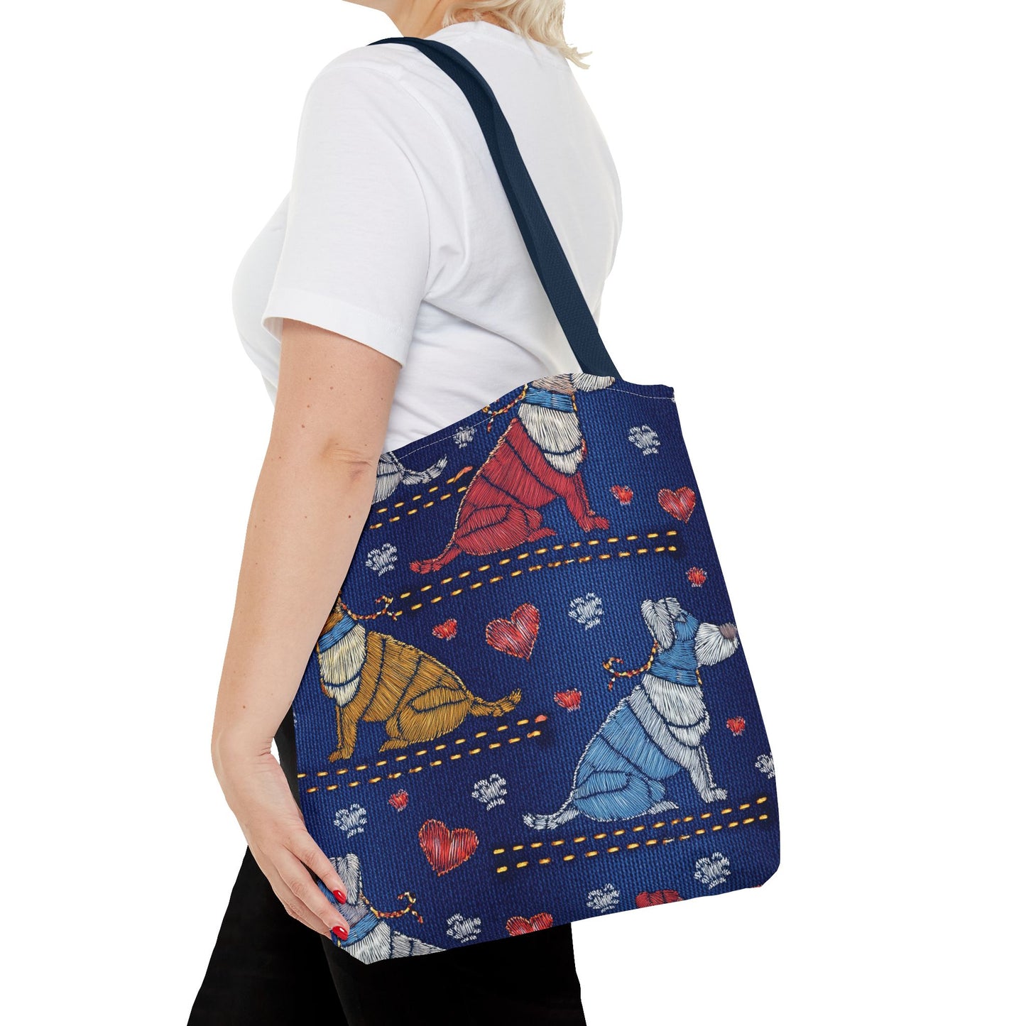 Love Day Graphic Design Denim Fabric Imitation Print Unisex Canvas Bag POLY 3 Sizes Tote Bag 201-14