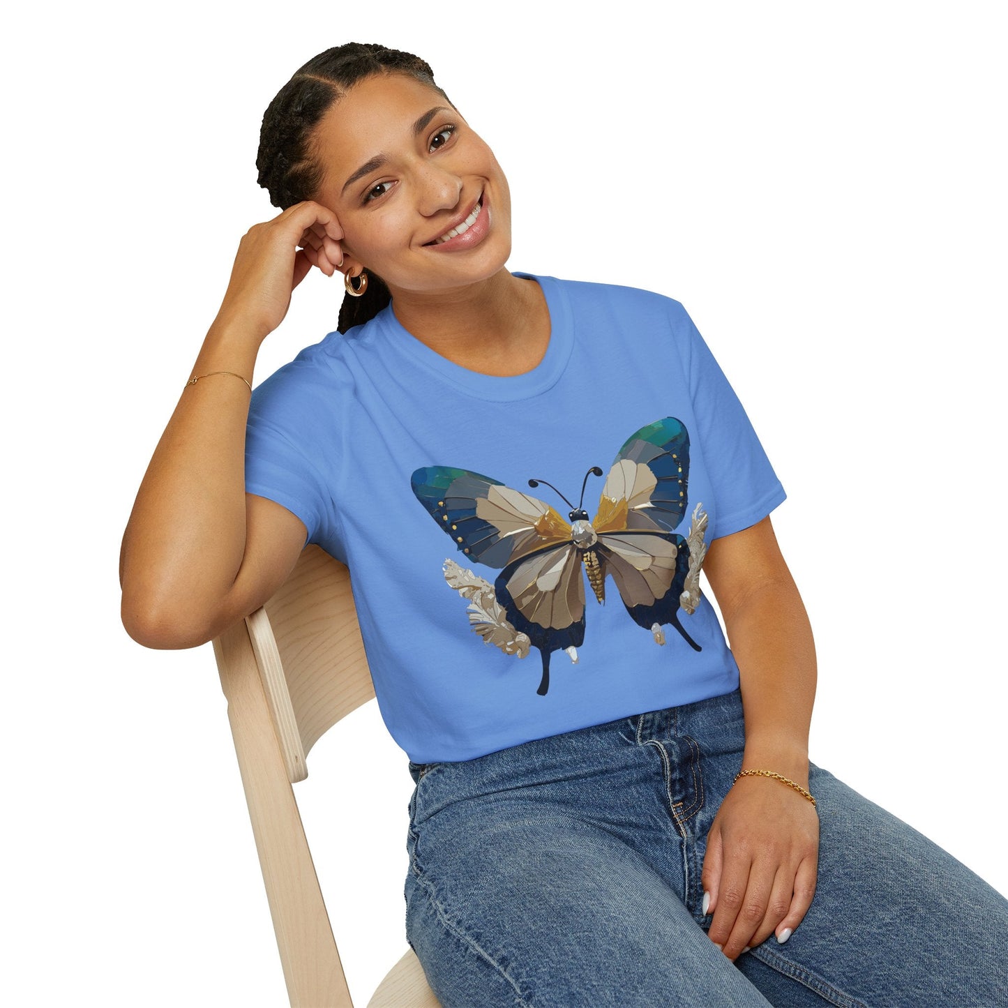 Butterfly Themed Unisex T Shirt With Monarch Design Gildan Softstyle 64000 Premium Ring Spun Cotton