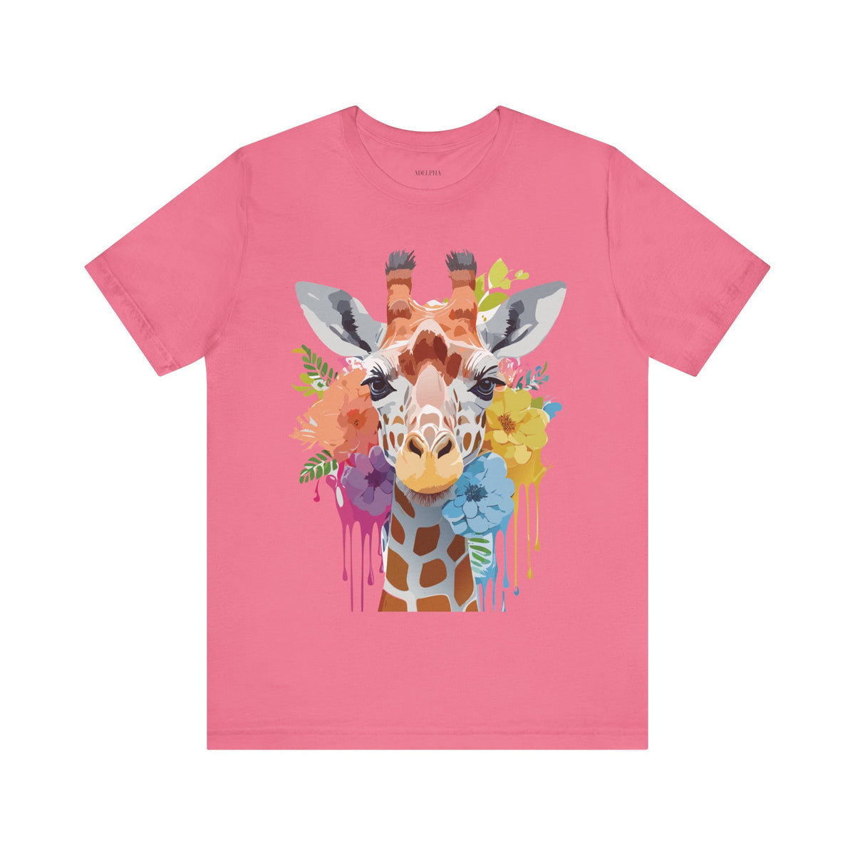 Giraffe Graphic Unisex Cotton Bella+Canvas Tee with Art Animal Design e15